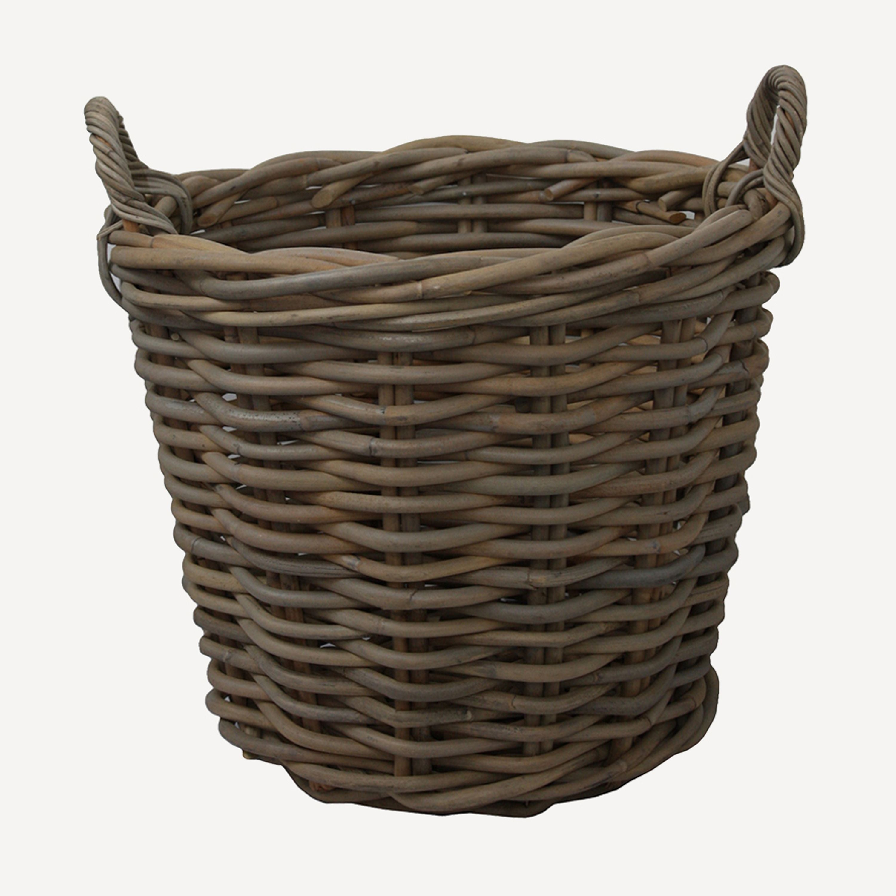 French Country Grove Round Chunky Wood Basket