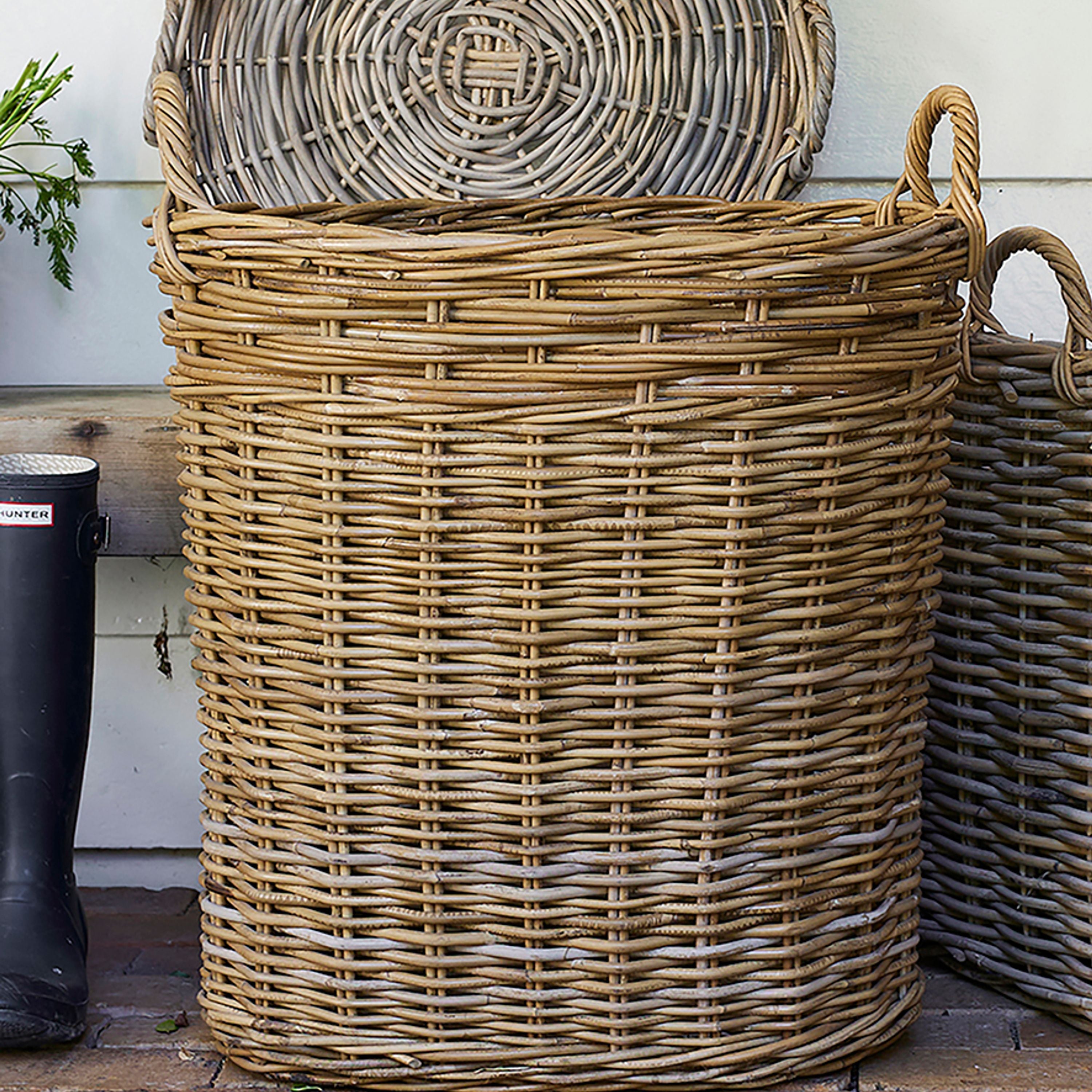 French Country Grove Tall Oval Basket