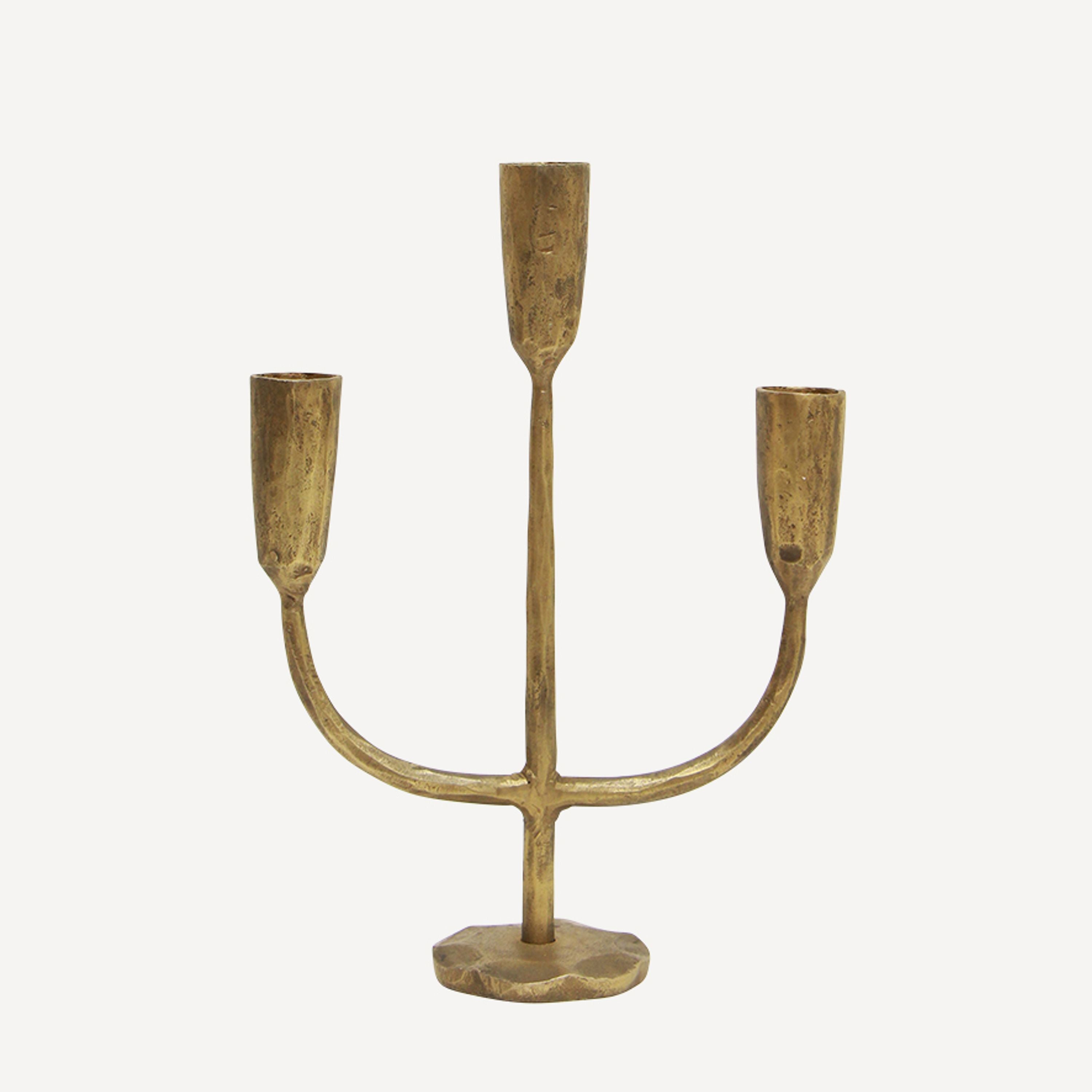 French Country Dax 3 Light Gold Candelabra
