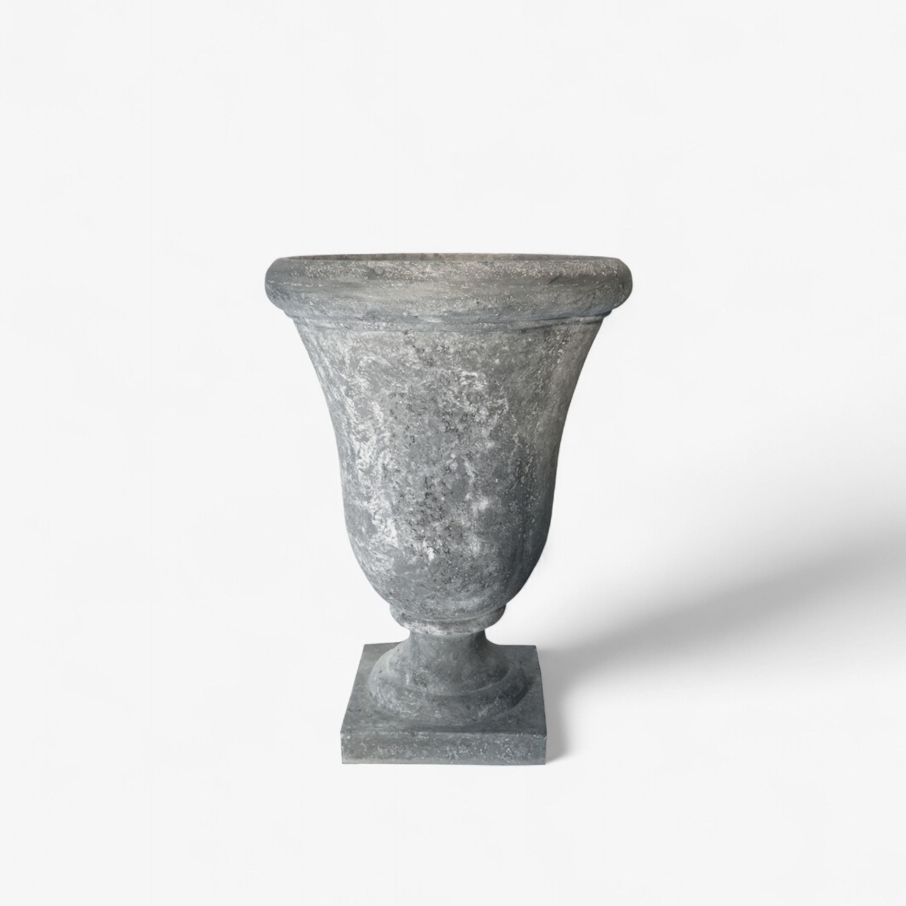 French Country Small Bell Shape Urn with Base Lava Raw Grey