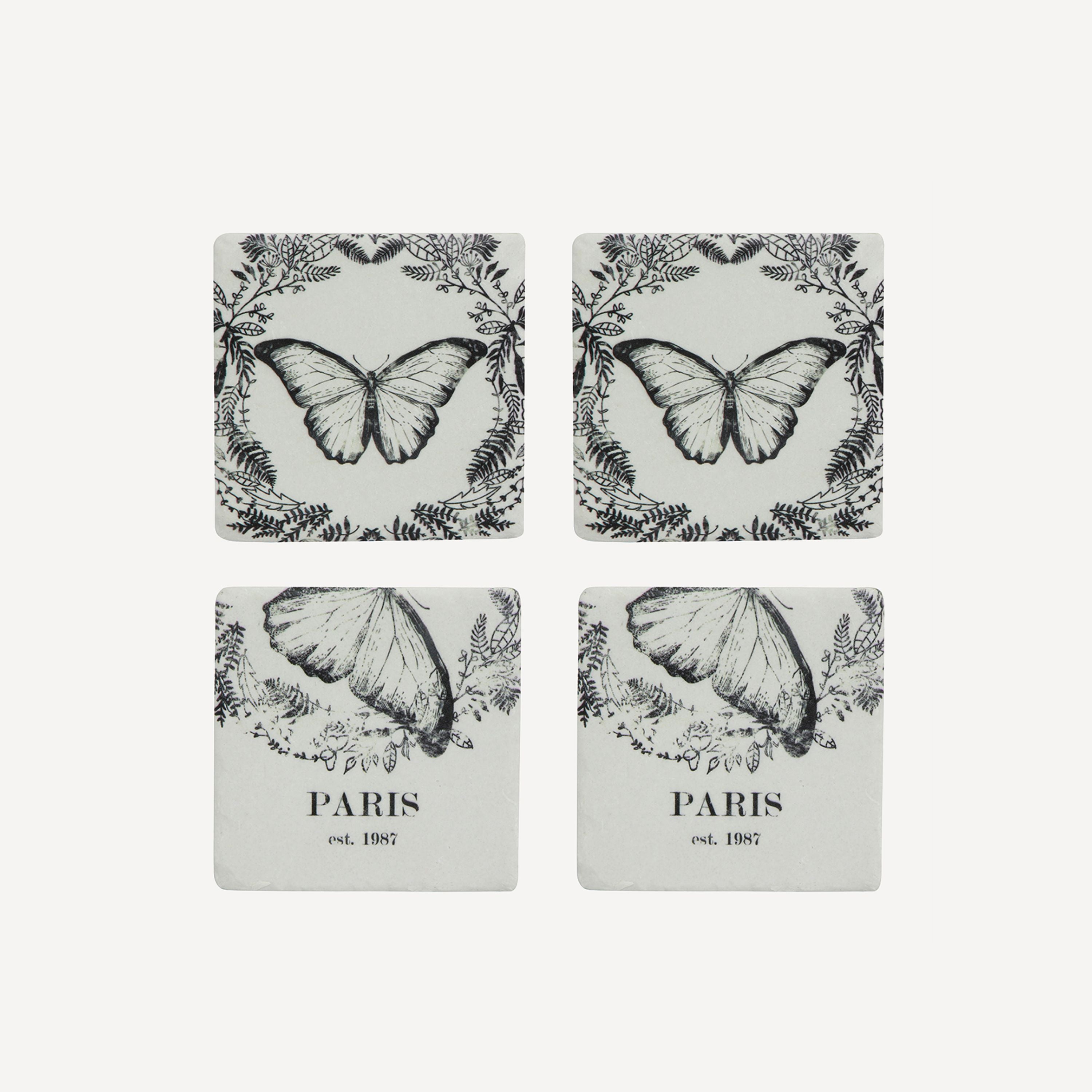 French Country Butterfly Coasters (4 Pack)