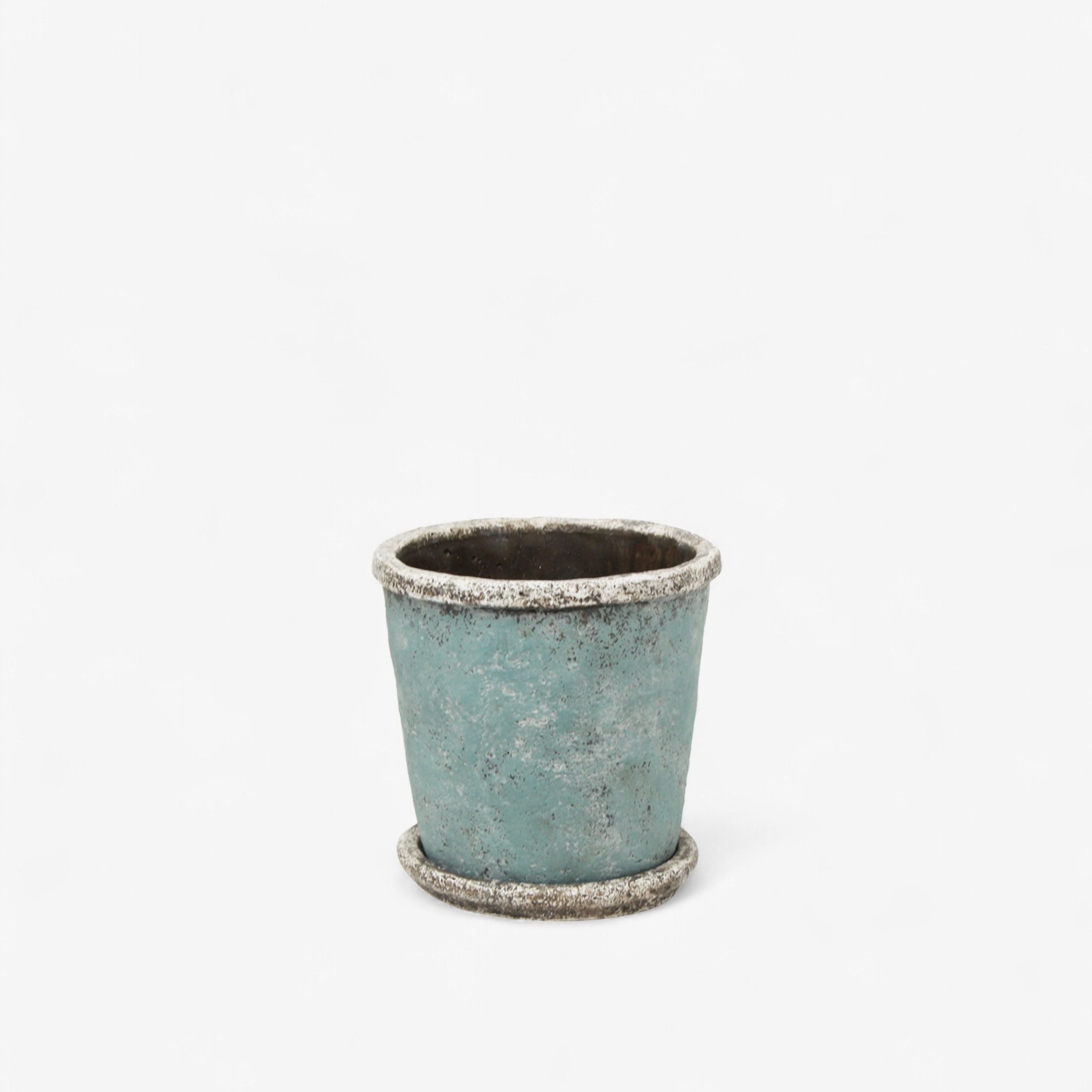 French Country Sea Blue Plant Pot & Saucer Small