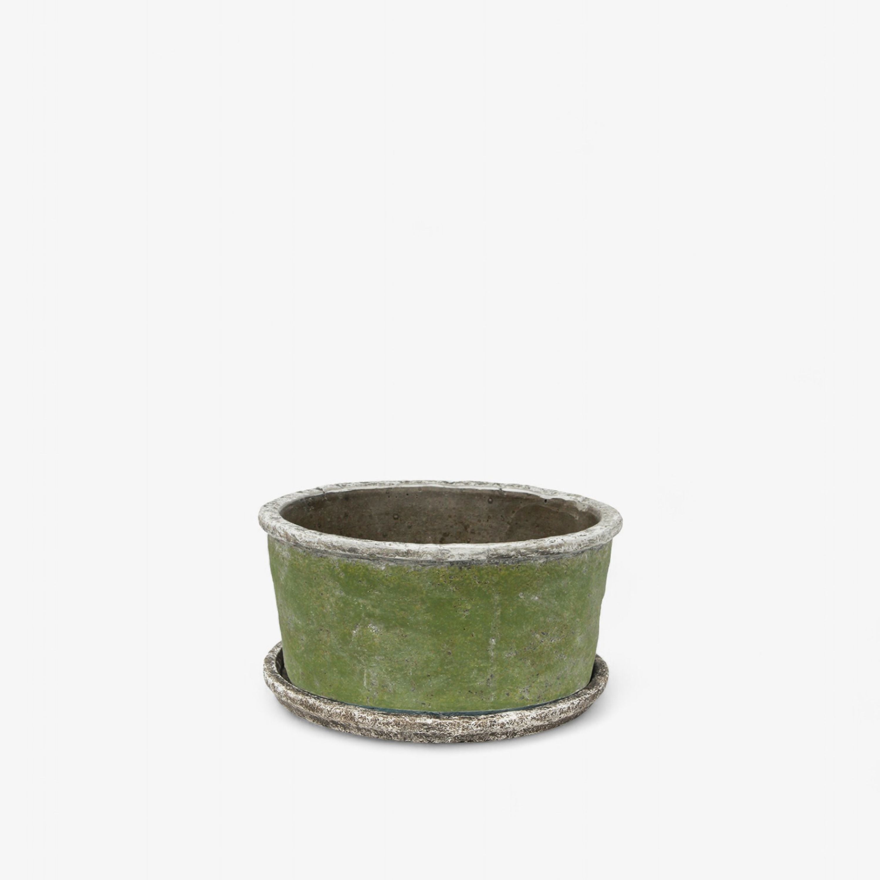 French Country Evergreen Wide Plant Pot & Saucer Small