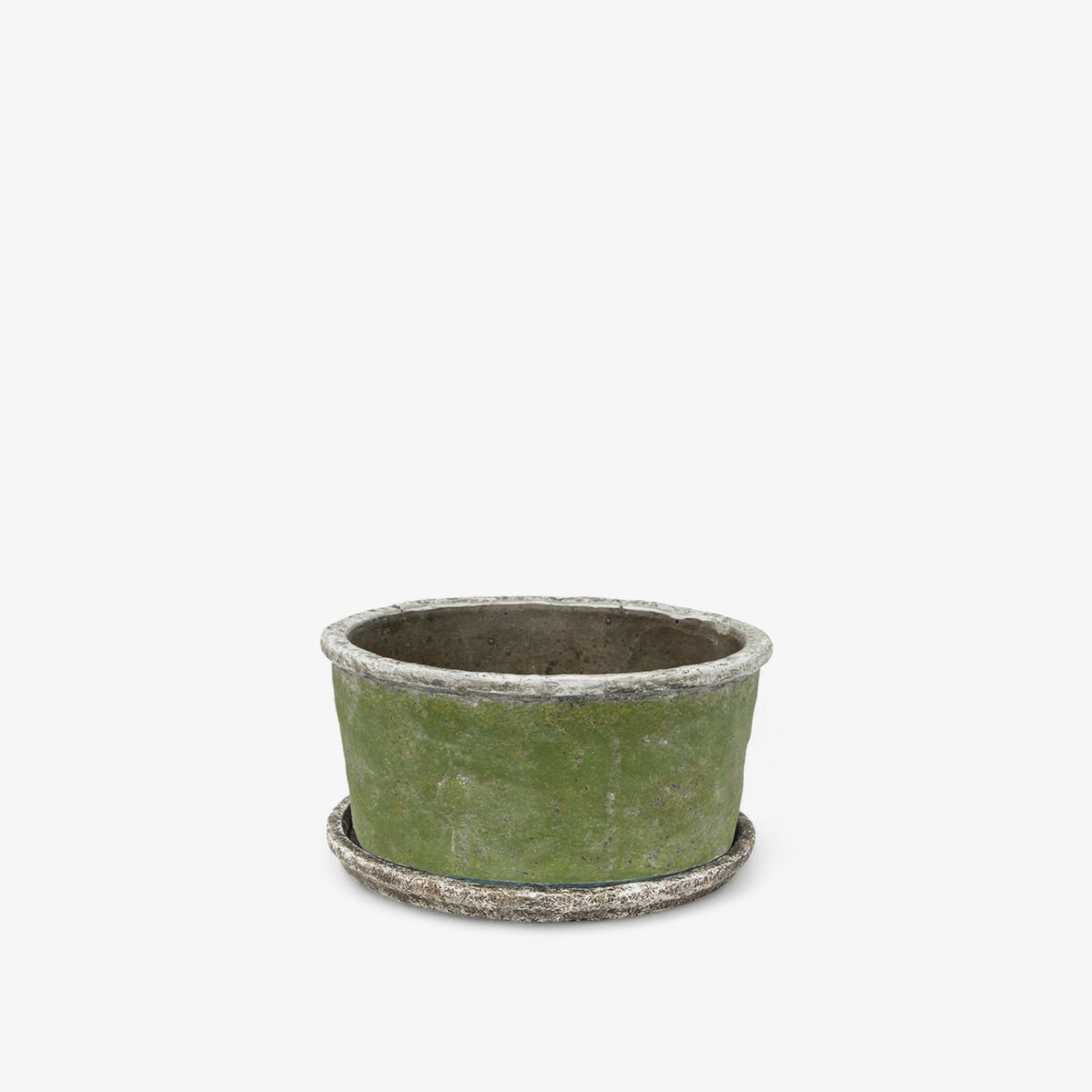 French Country Evergreen Wide Plant Pot & Saucer Small