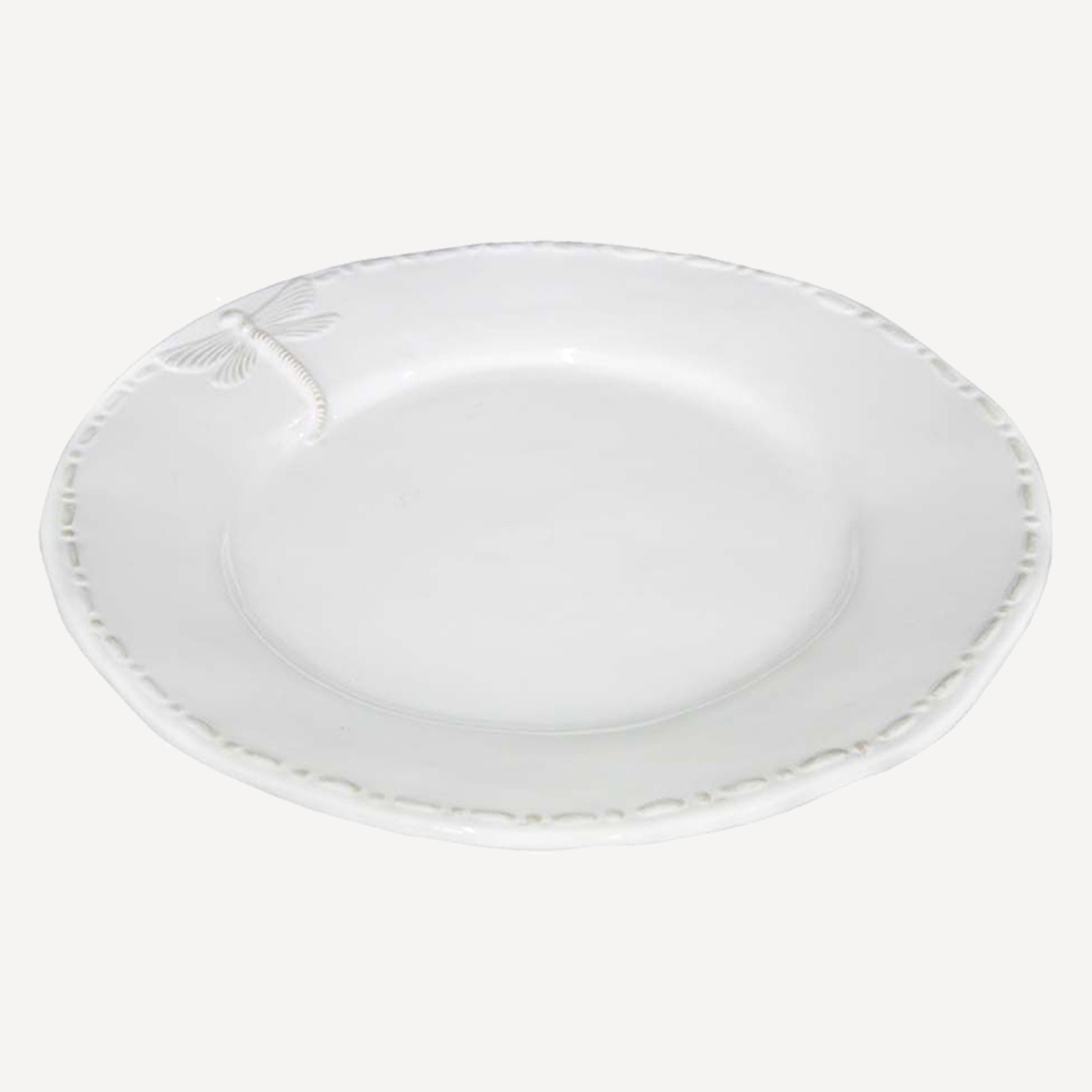 French Country Dragonfly Stoneware White Dinner Plate