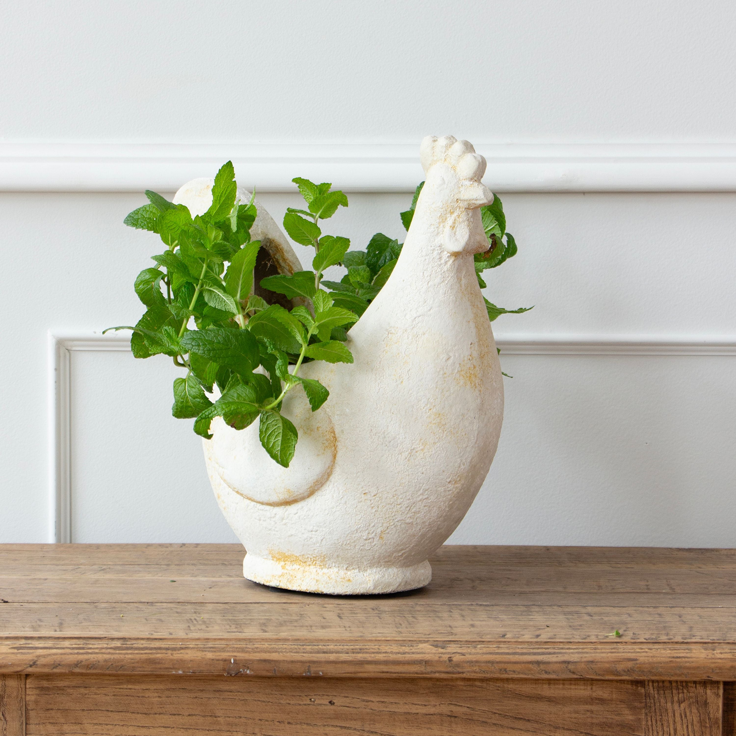French Country Chook Flower Pot
