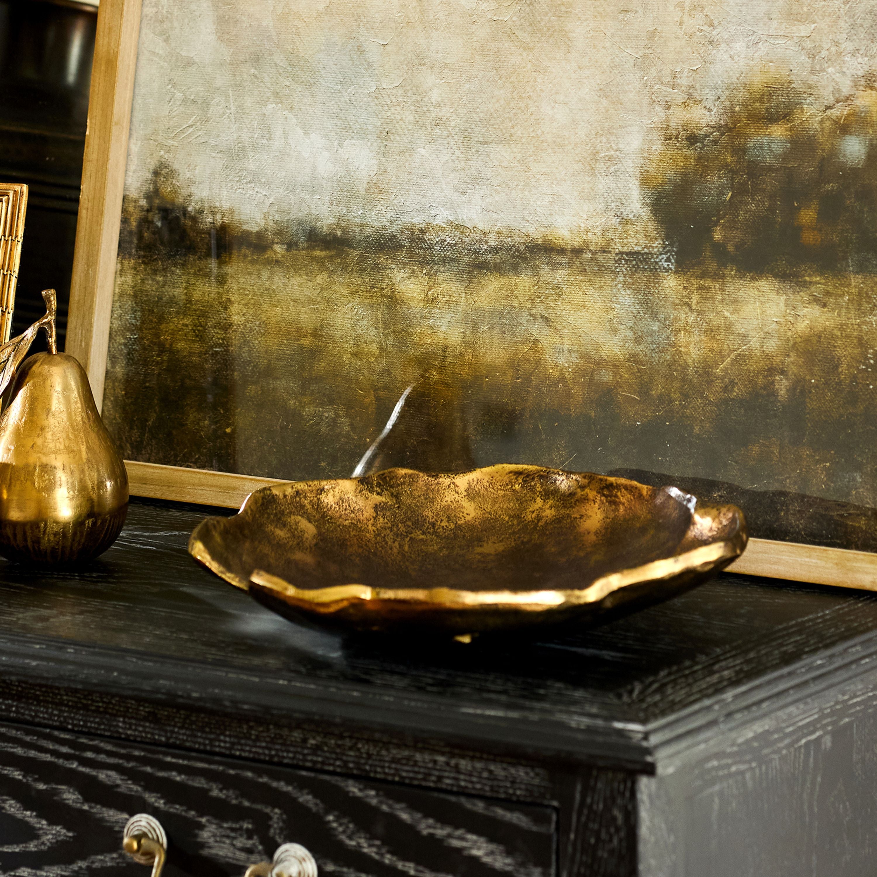 French Country Iron Bowl Aged Gold