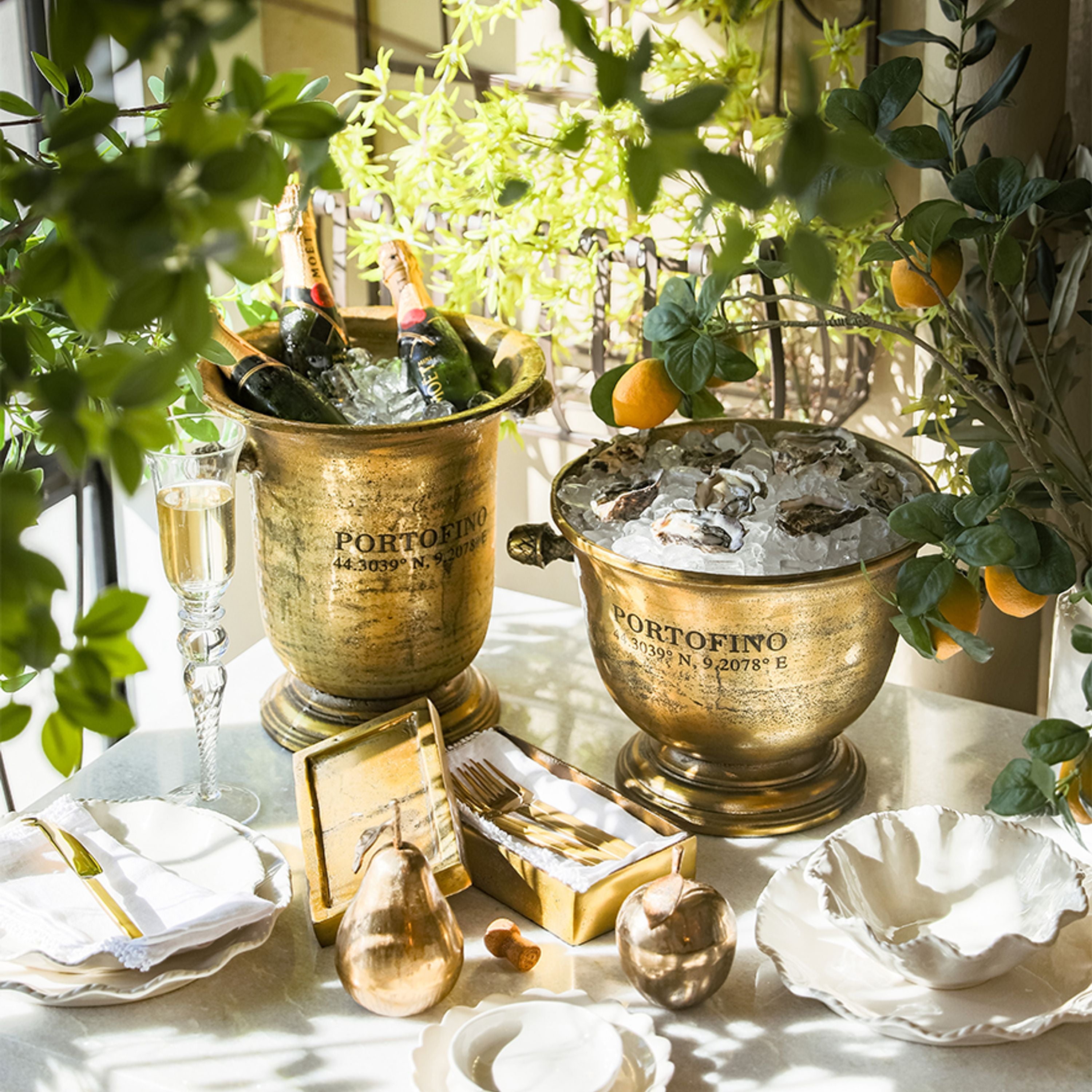 French Country Portofino Gold Champagne Bucket Tall