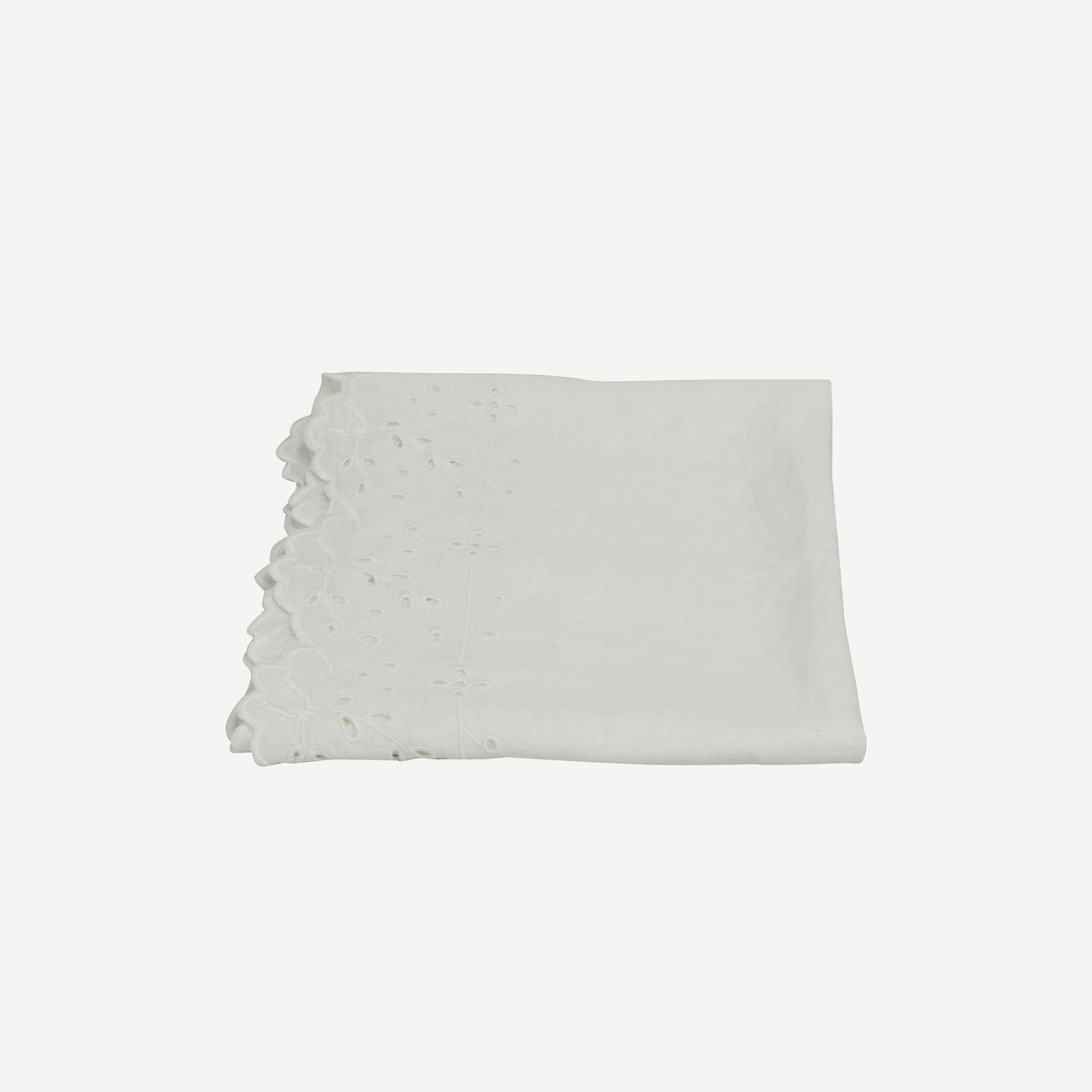French Country Embroidered Table Runner White