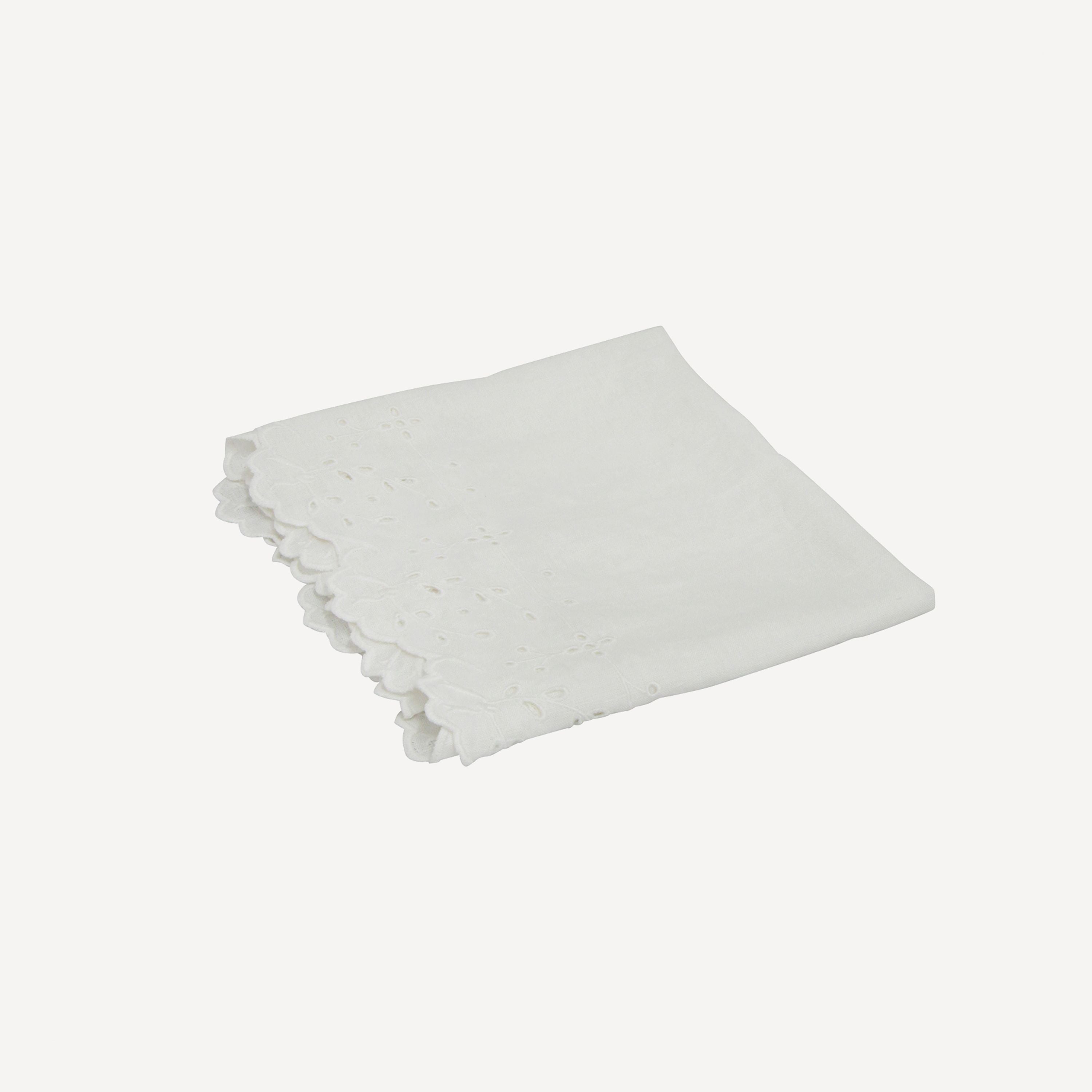 French Country Embroidered Table Runner White