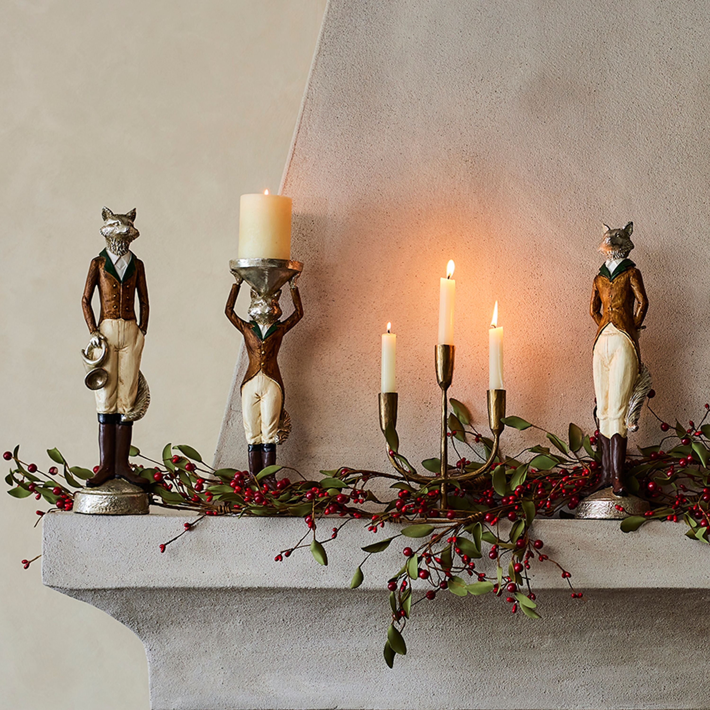 French Country Freddy Fox Candle Holder Tail Left
