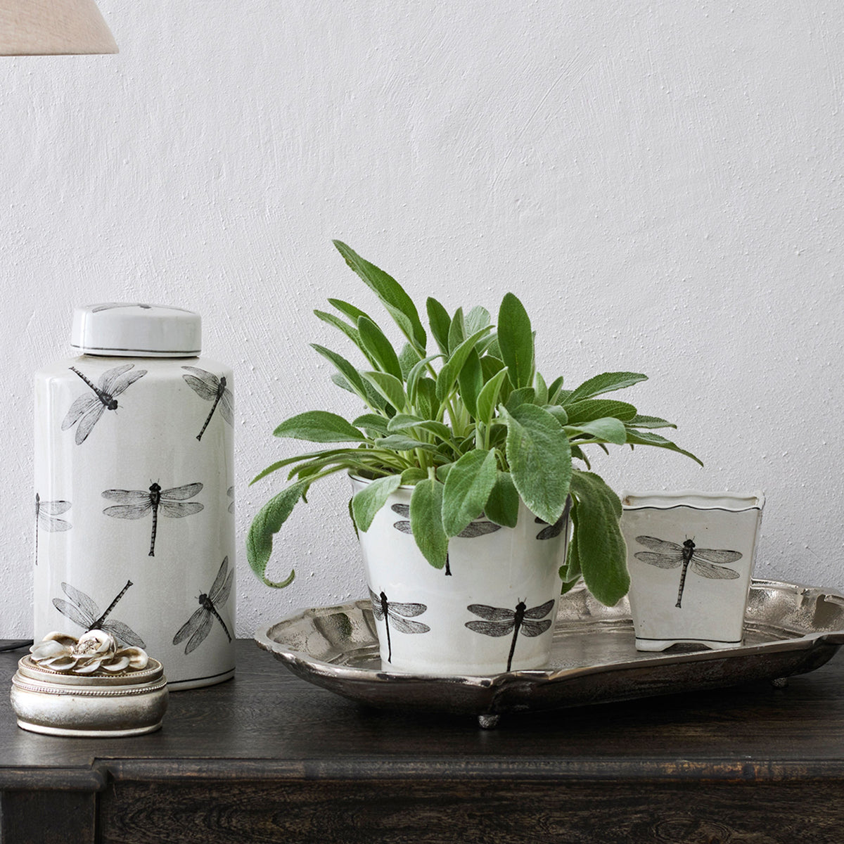 French Country Dragonfly Round Planter