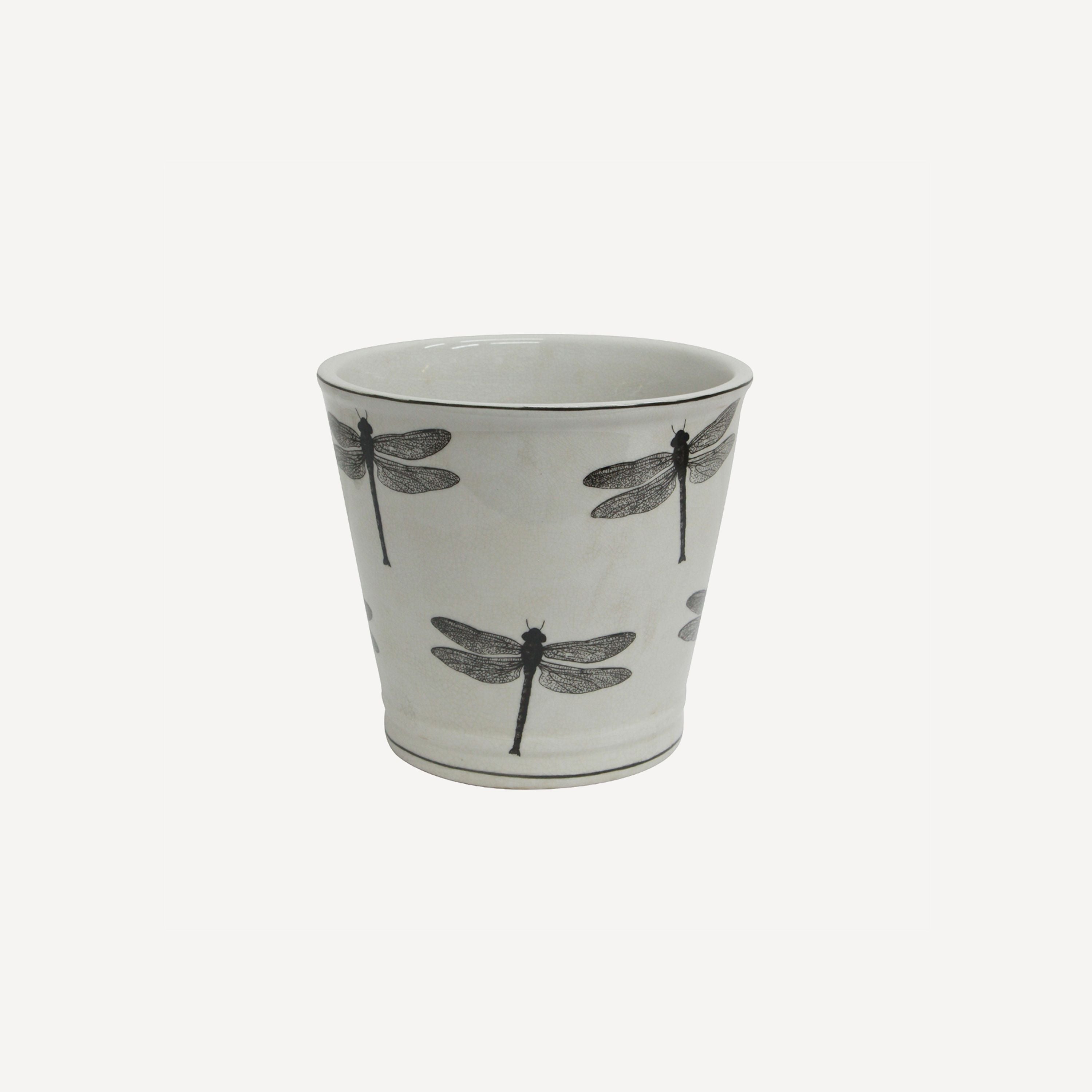 French Country Dragonfly Round Planter