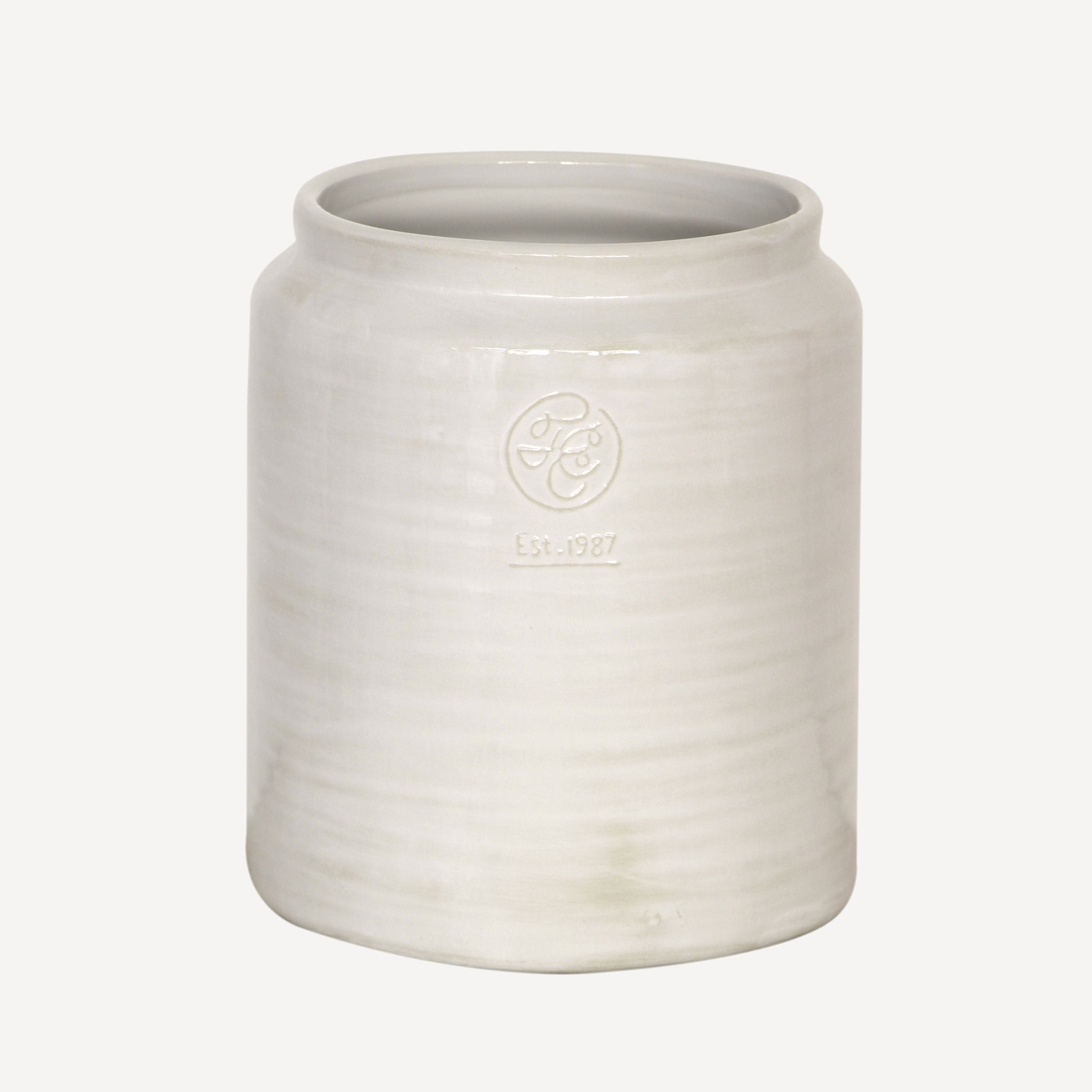French Country Franco Rustic White Utensil Holder Large