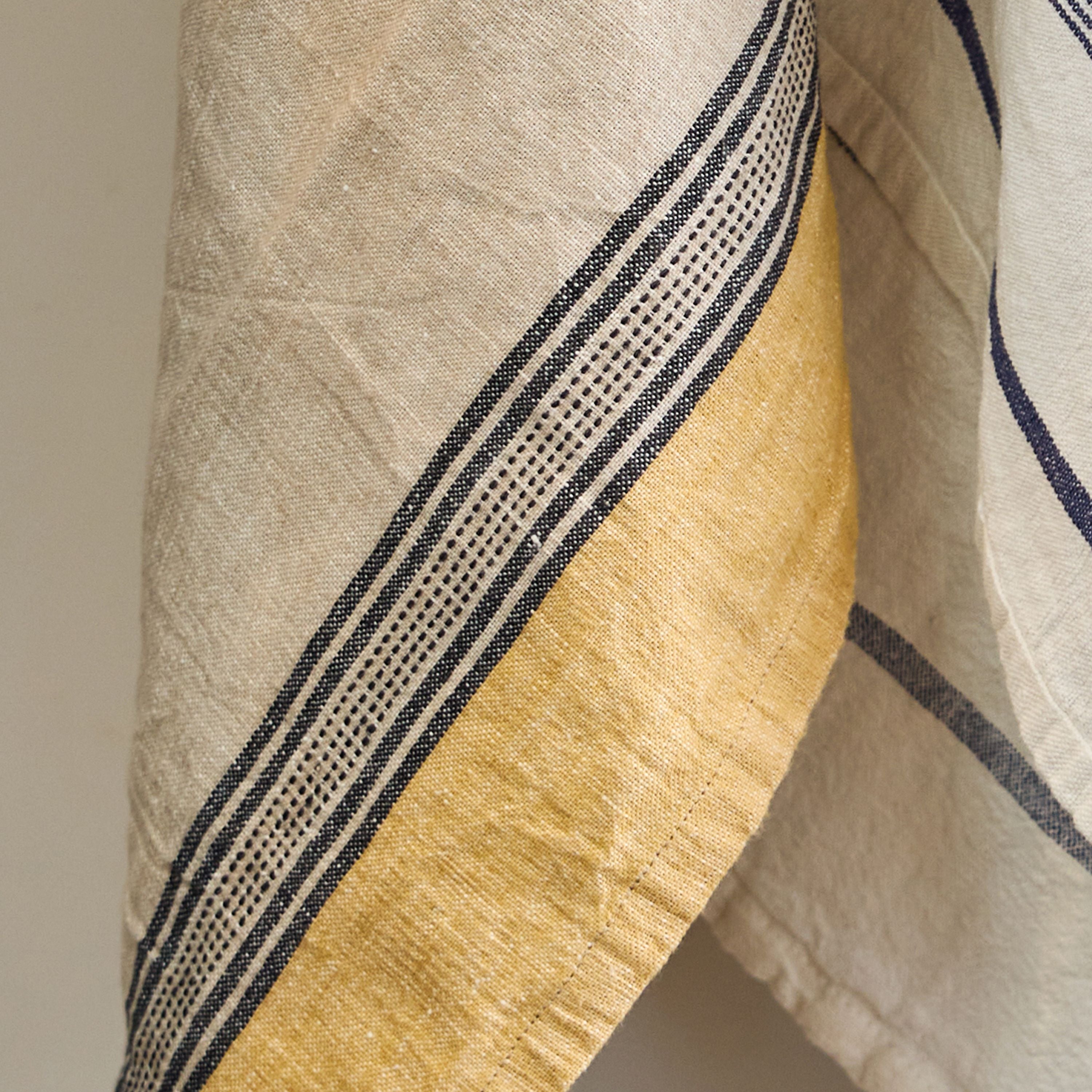 French Country Atelier Ribbon Tea Towel Mustard