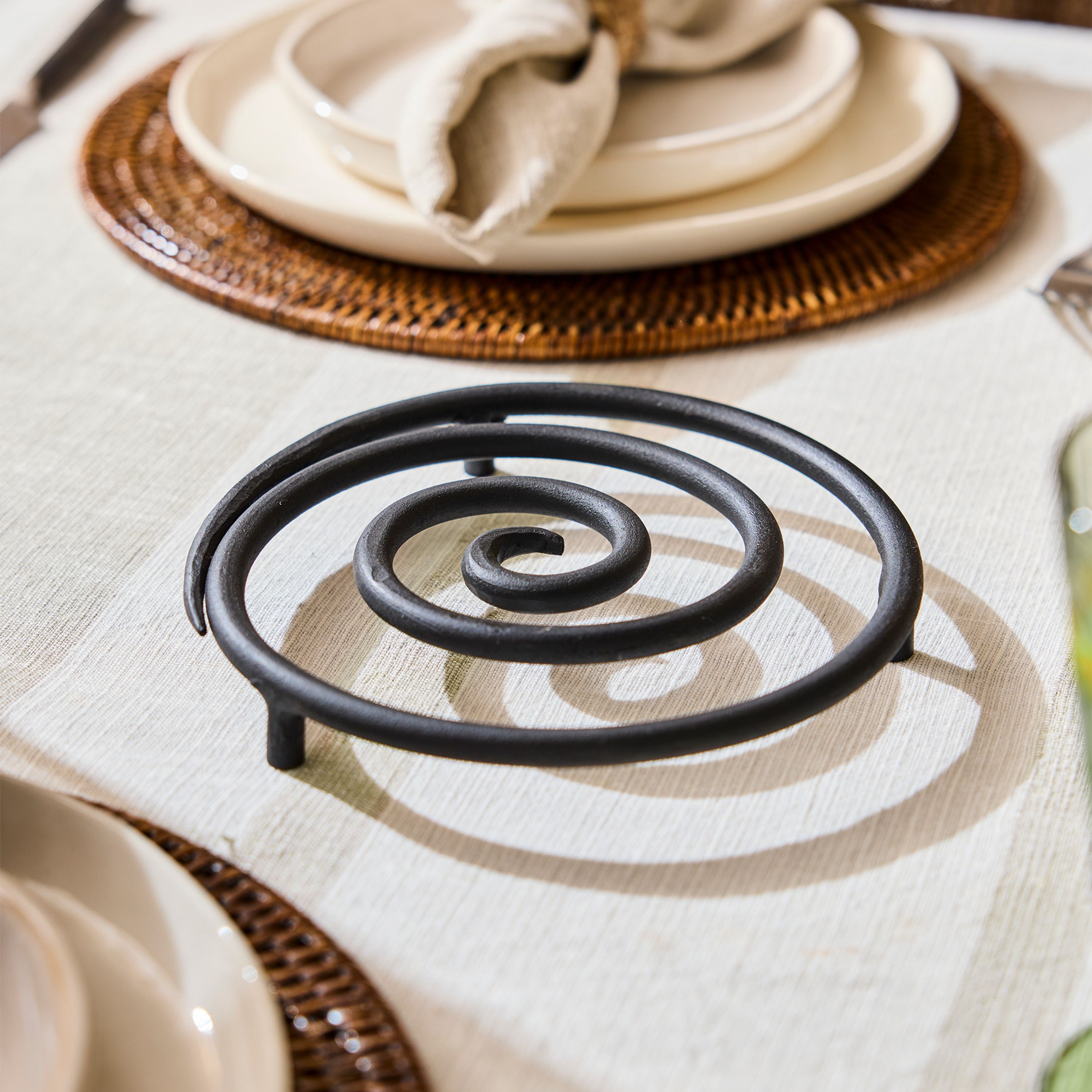 French Country Spiral Forged Trivet Black