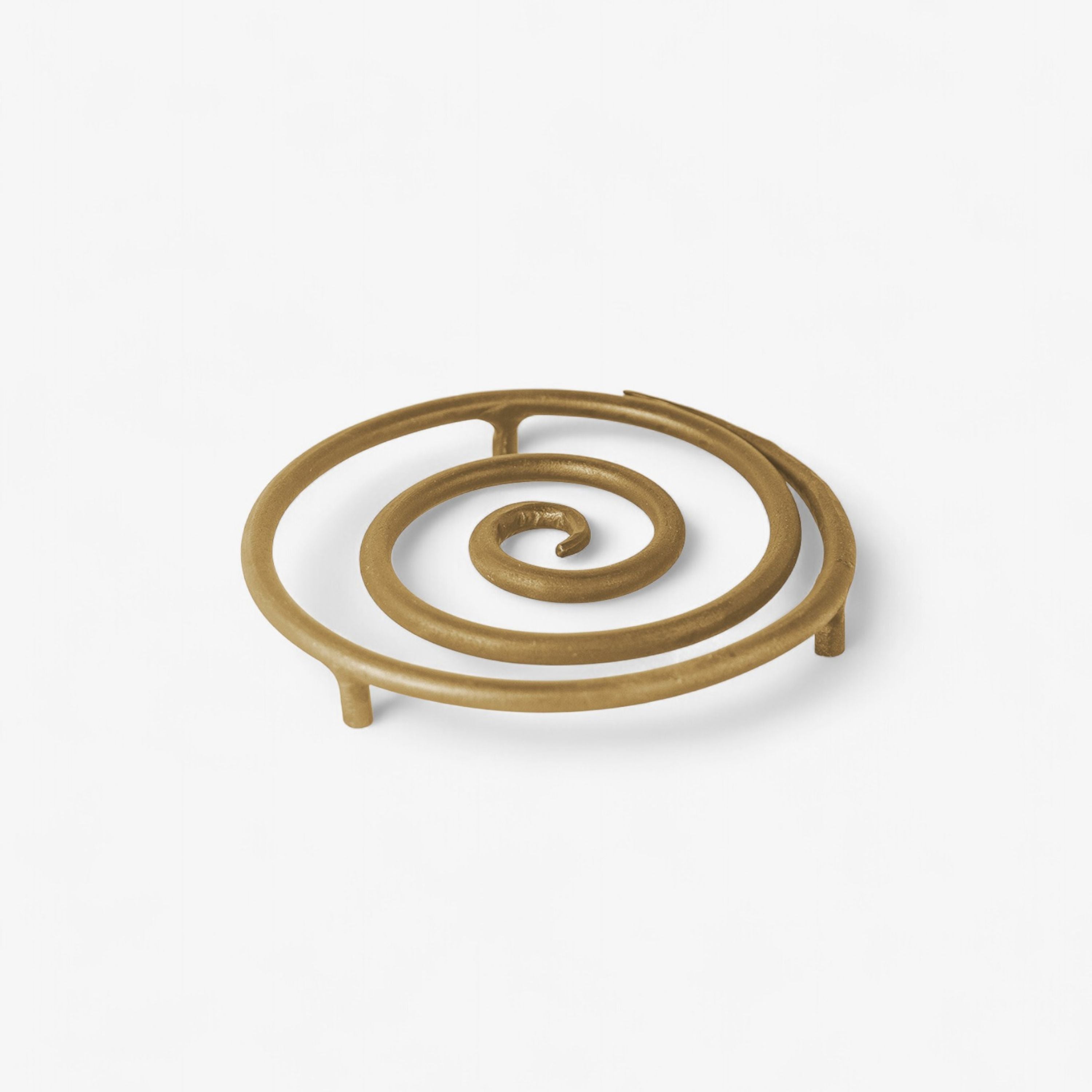 French Country Spiral Forged Trivet Antique Brass