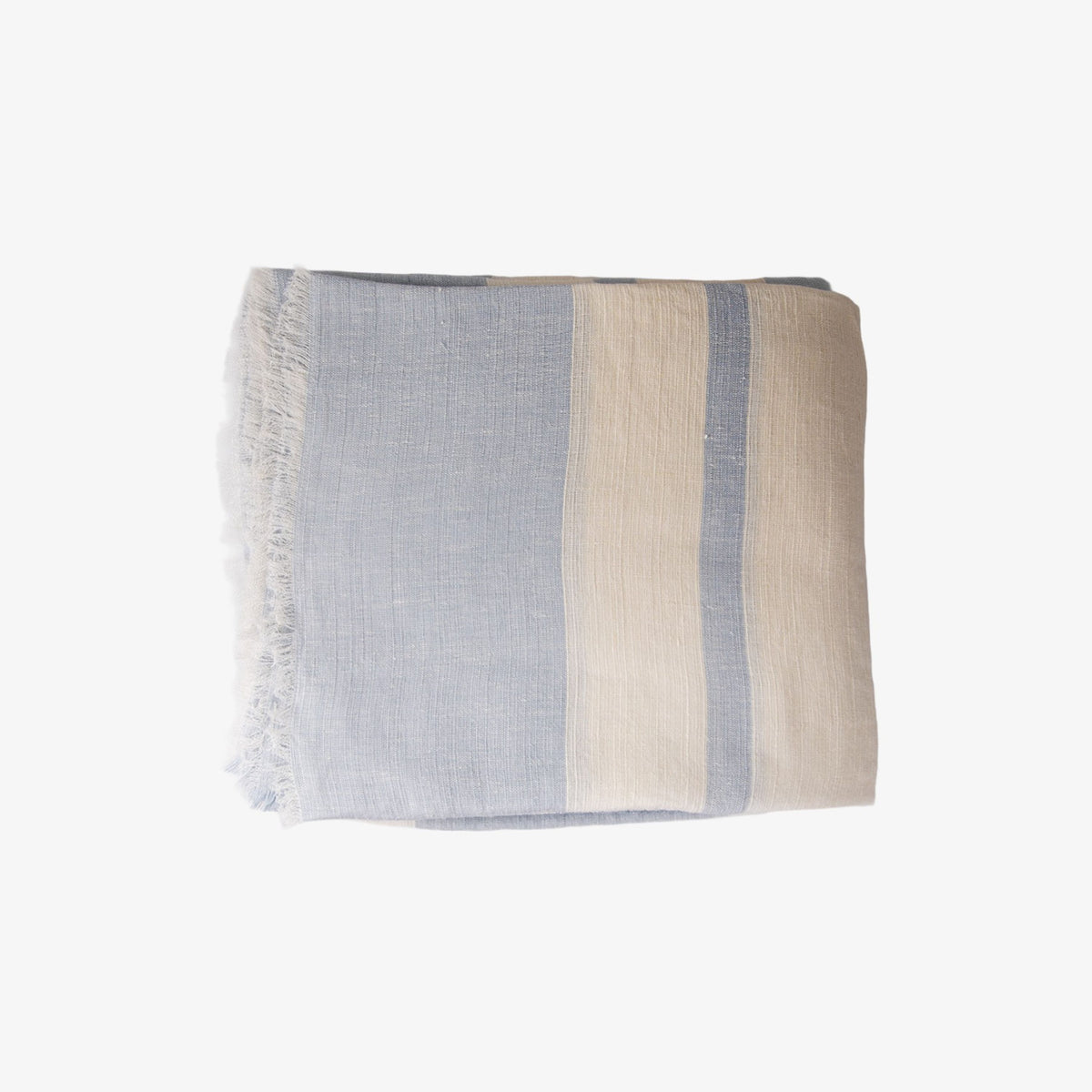 French Country Stripe Linen Tablecloth Pale Blue Large