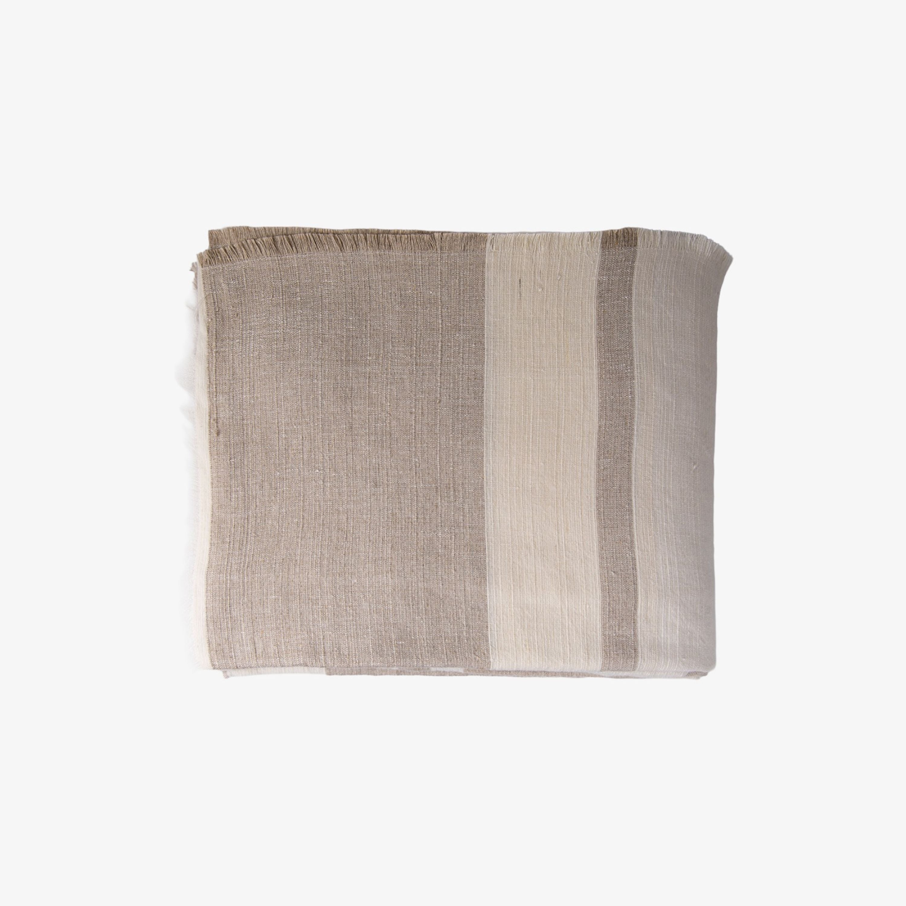 French Country Stripe Linen Tablecloth Stone Large