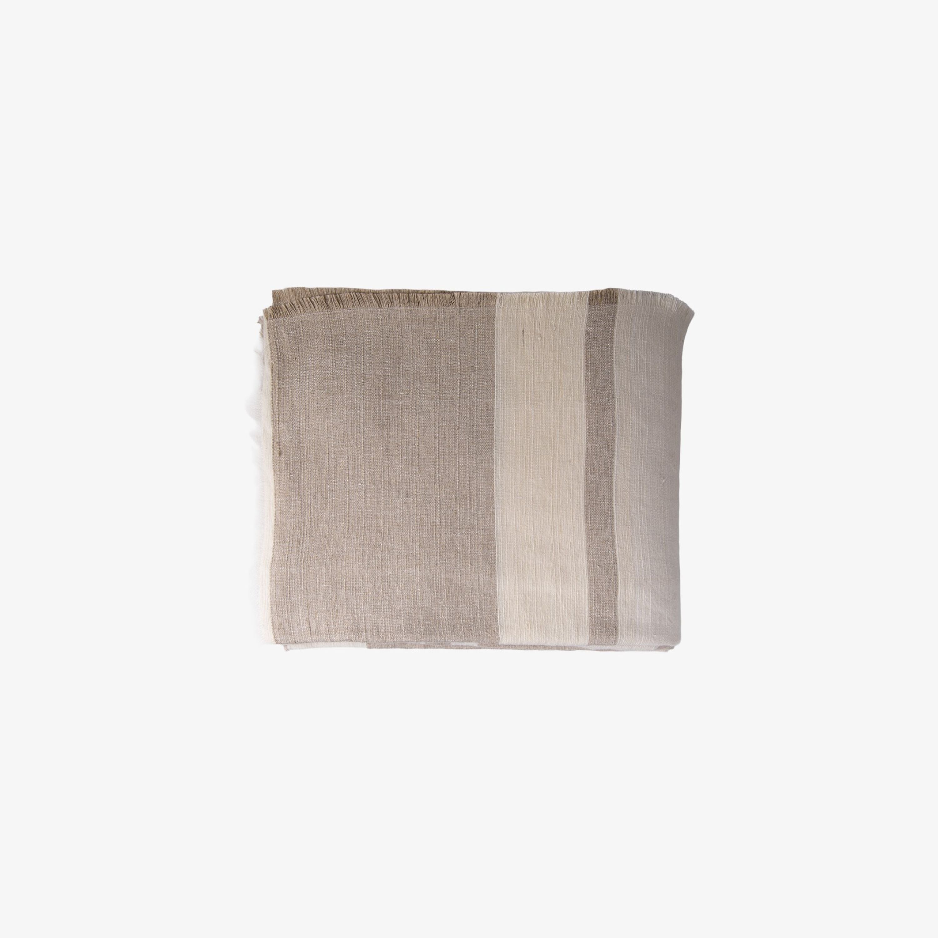 French Country Stripe Linen Tablecloth Stone Small