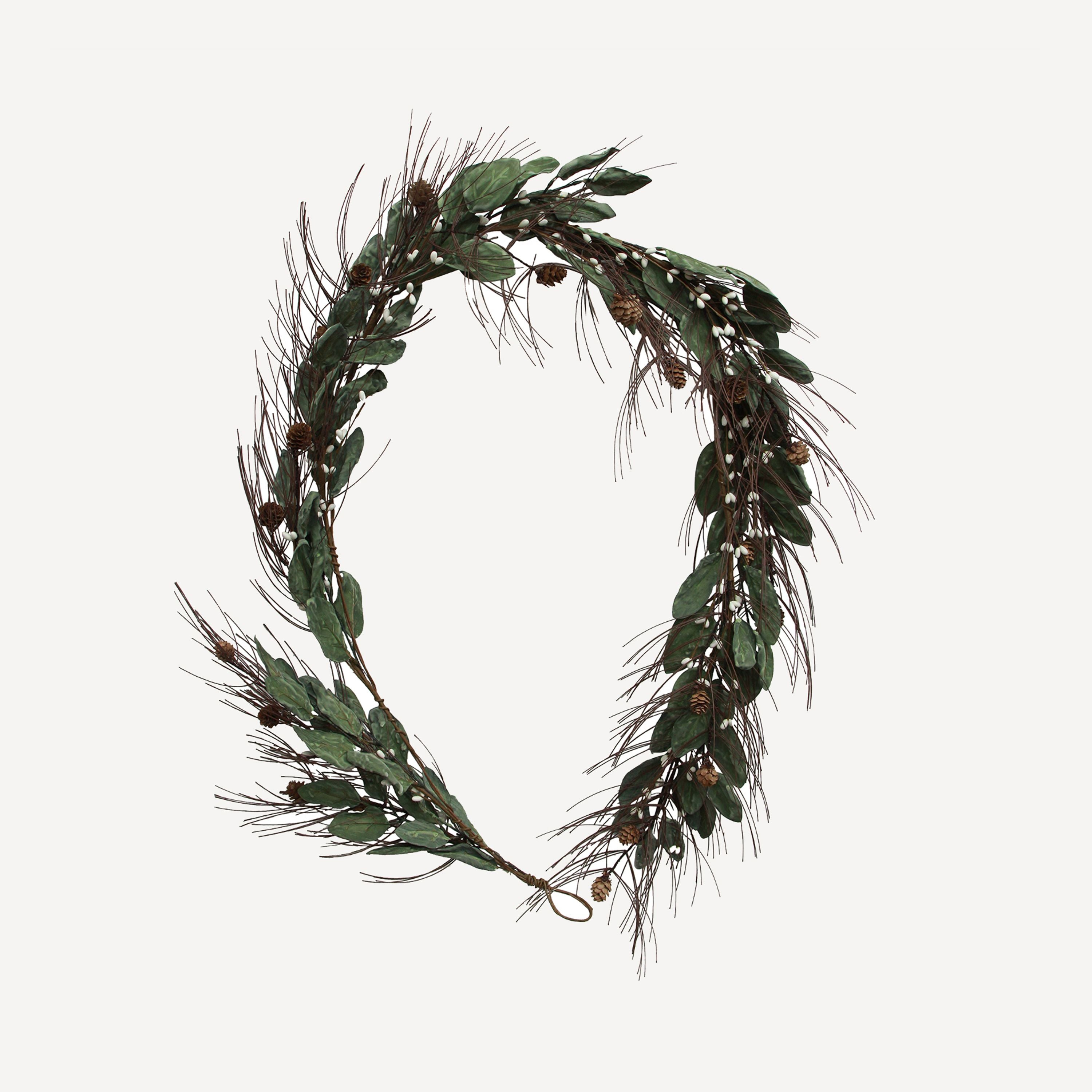 French Country White Berry & Pinecone Swag Large