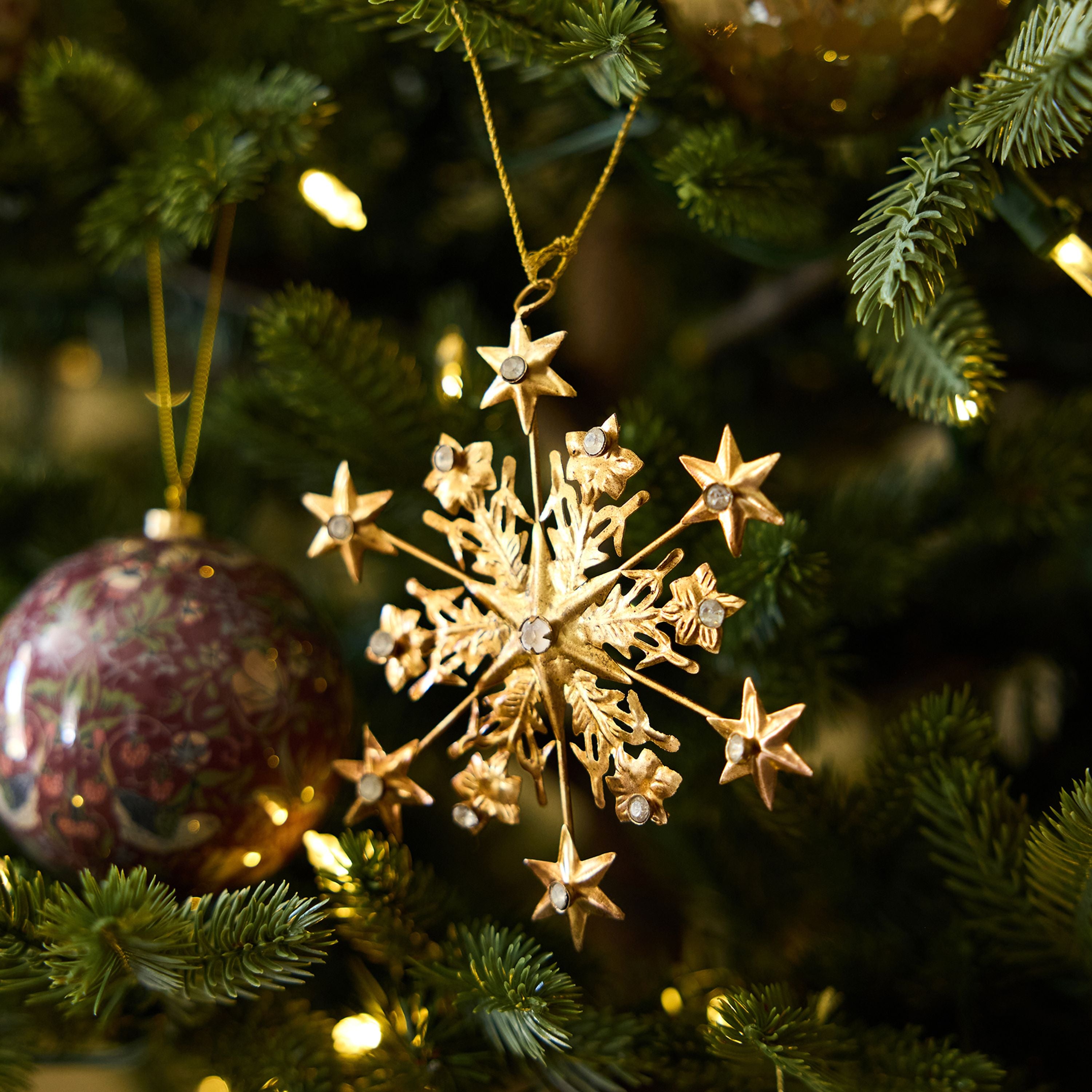 French Country Hanging Jewelled Snowflake Ornament