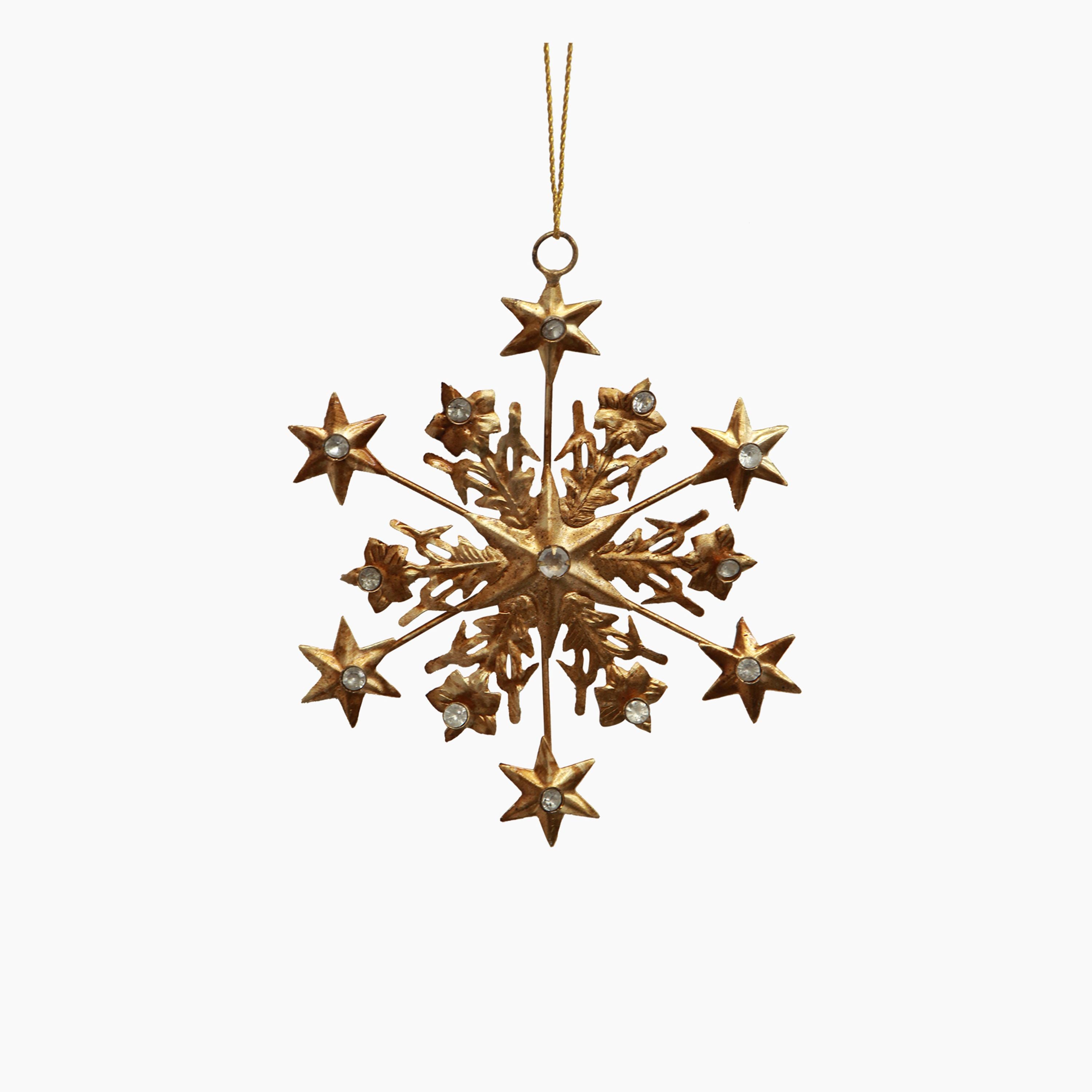 French Country Hanging Jewelled Snowflake Ornament
