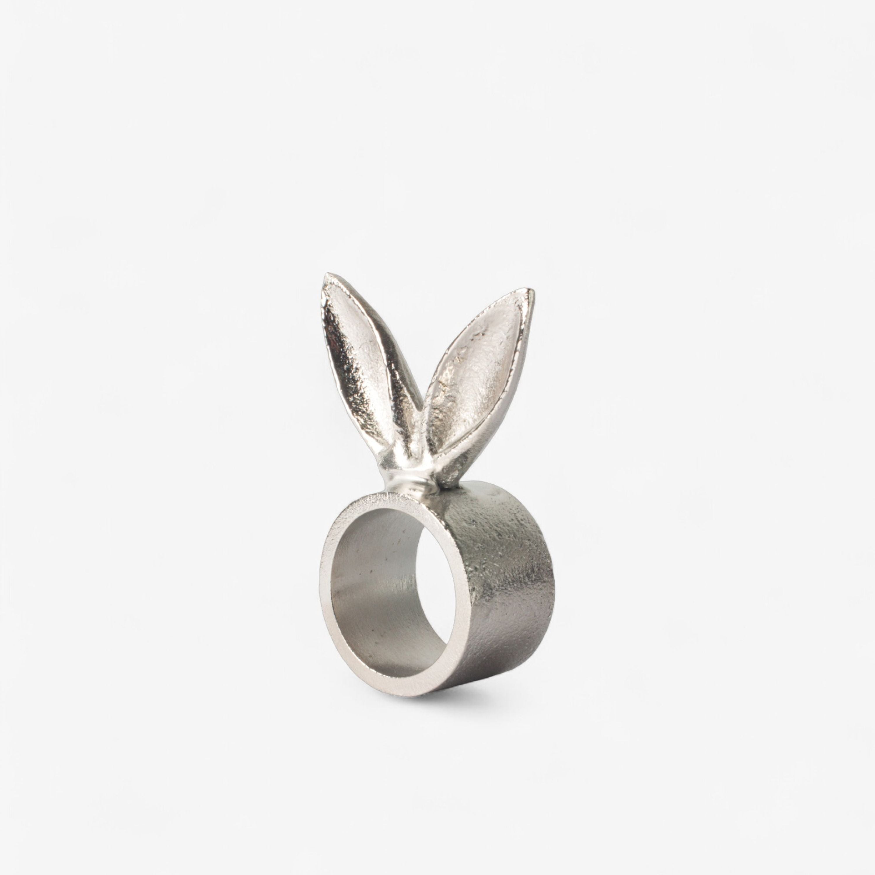 French Country Rabbit Ears Napkin Ring Silver