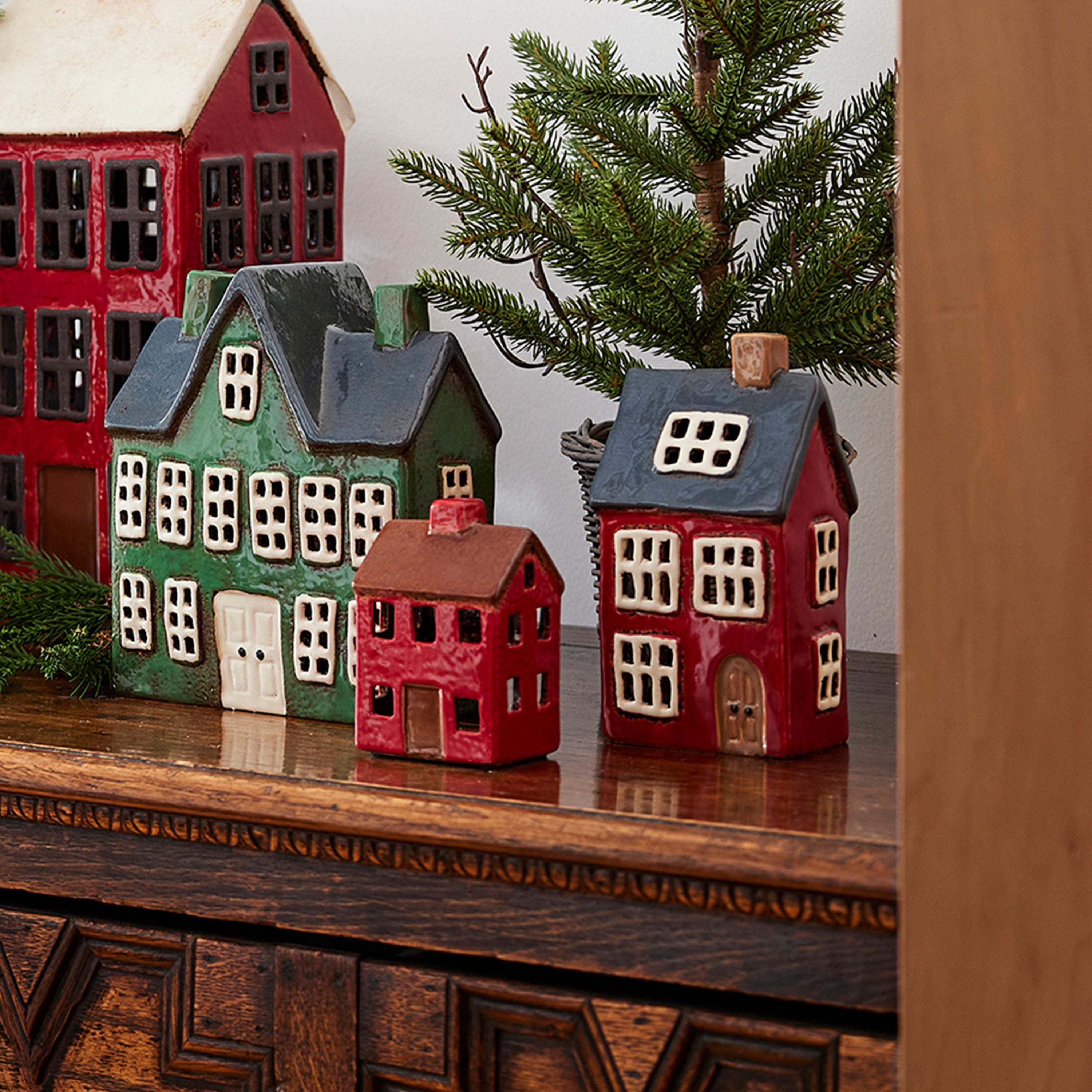 French Country Alsace Tea Light House Navy Roof