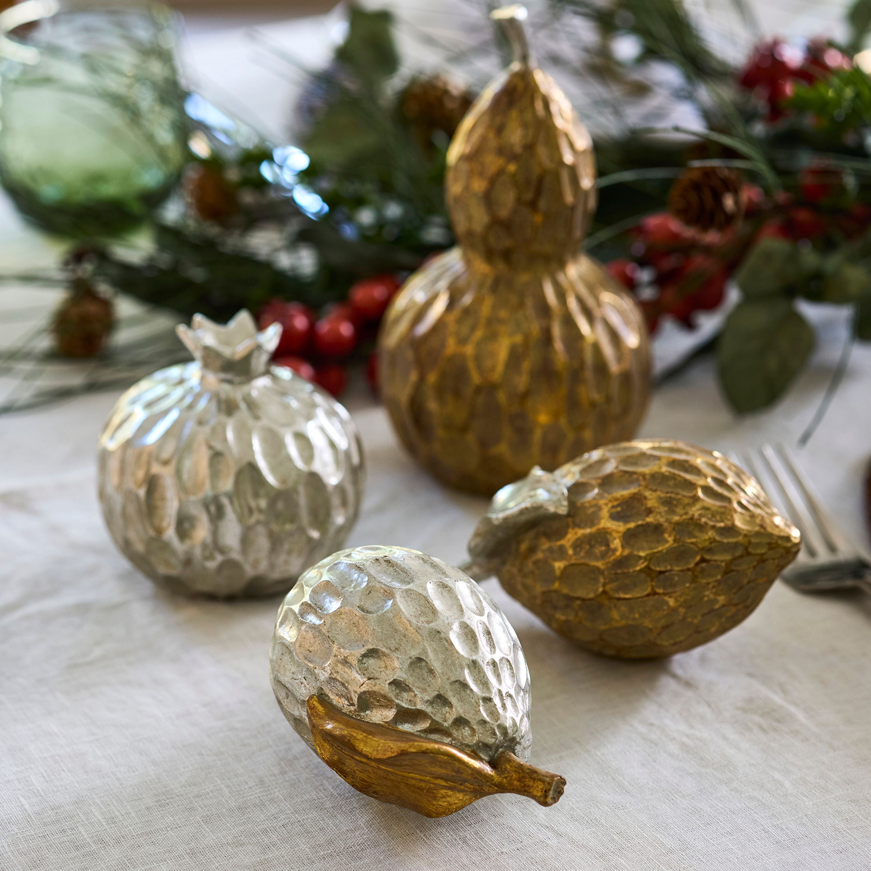 French Country Silver Pomegranate Décor