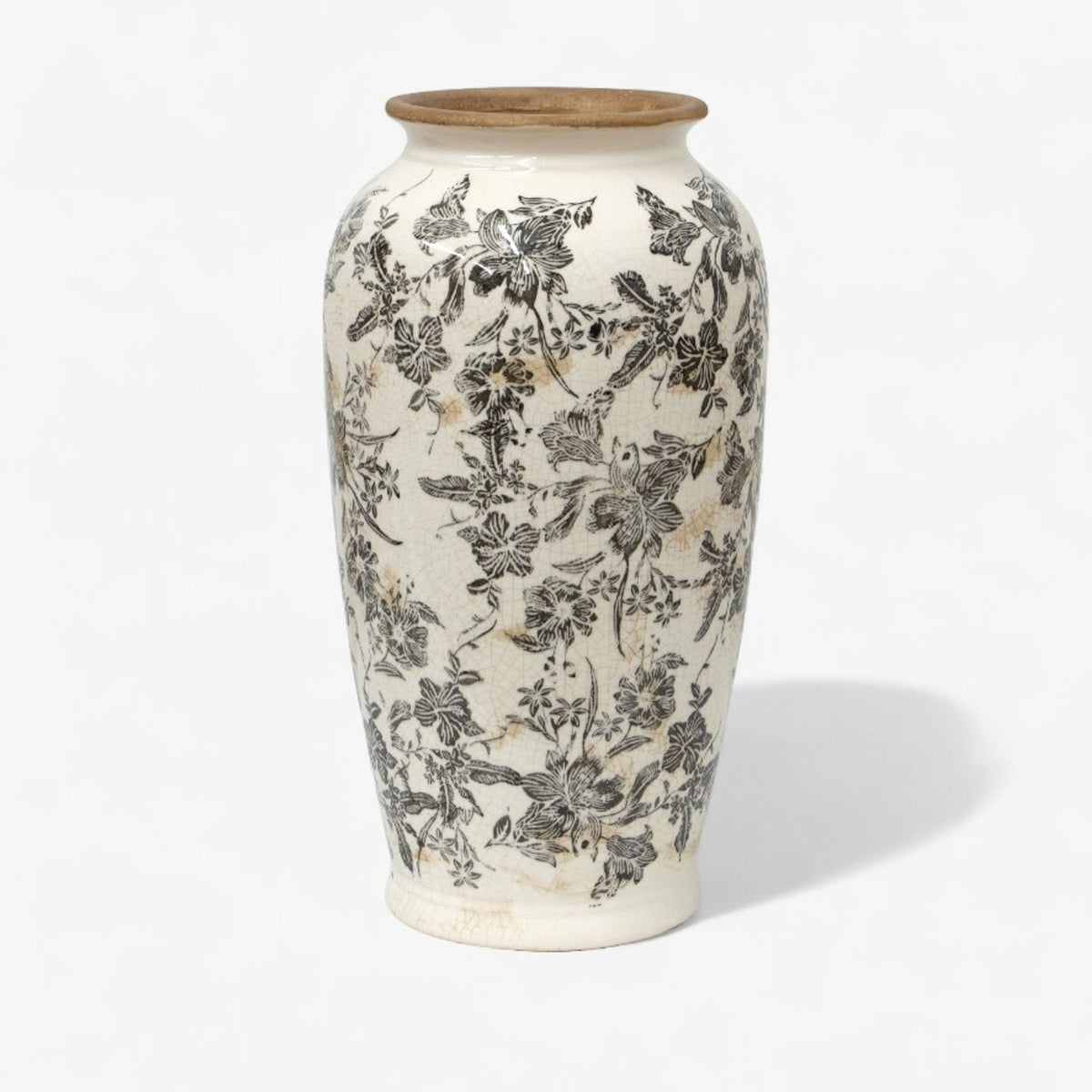 French Country Black Floral Vase Large