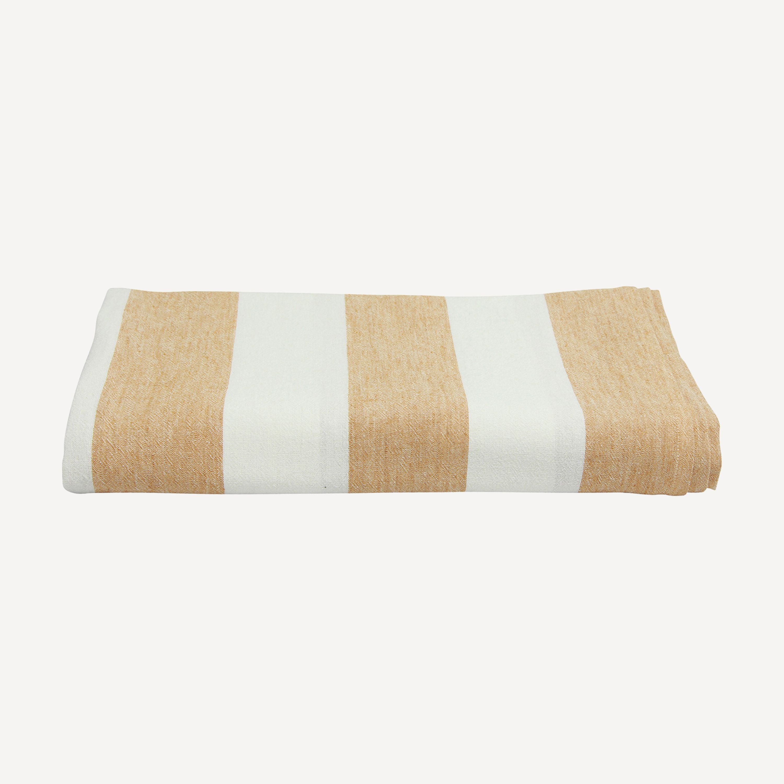 French Country Striped Tablecloth Rust Small