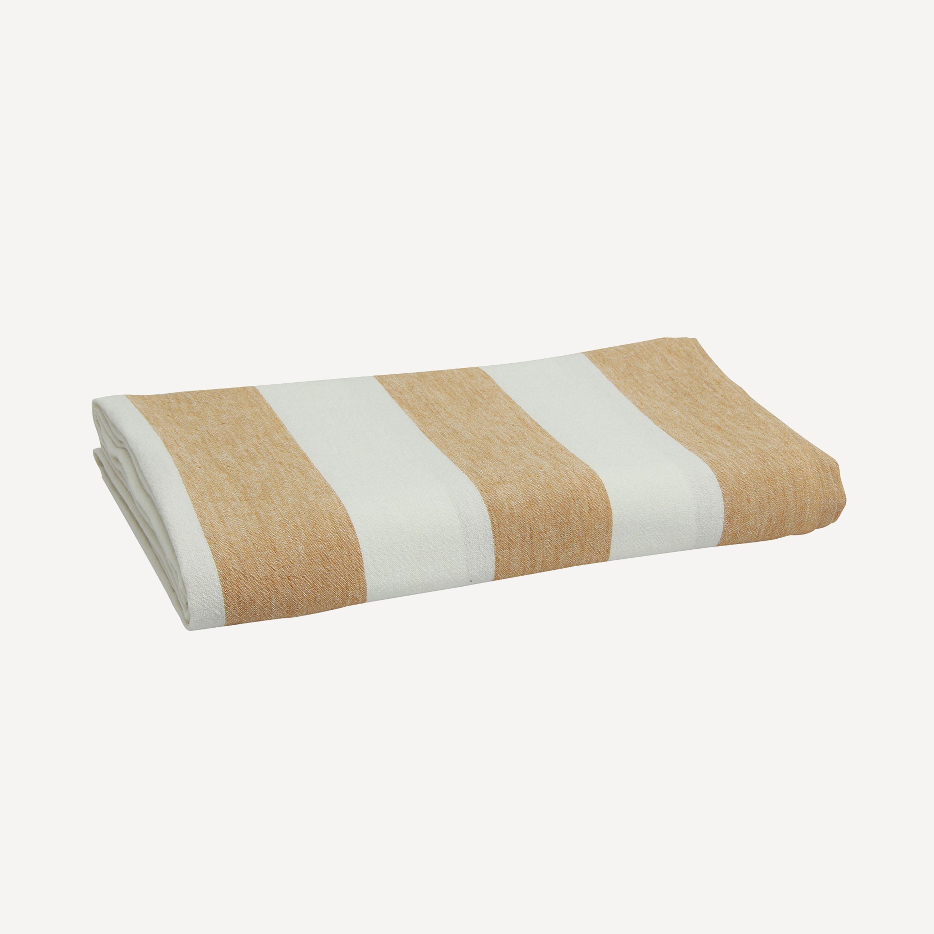 French Country Striped Tablecloth Rust Small