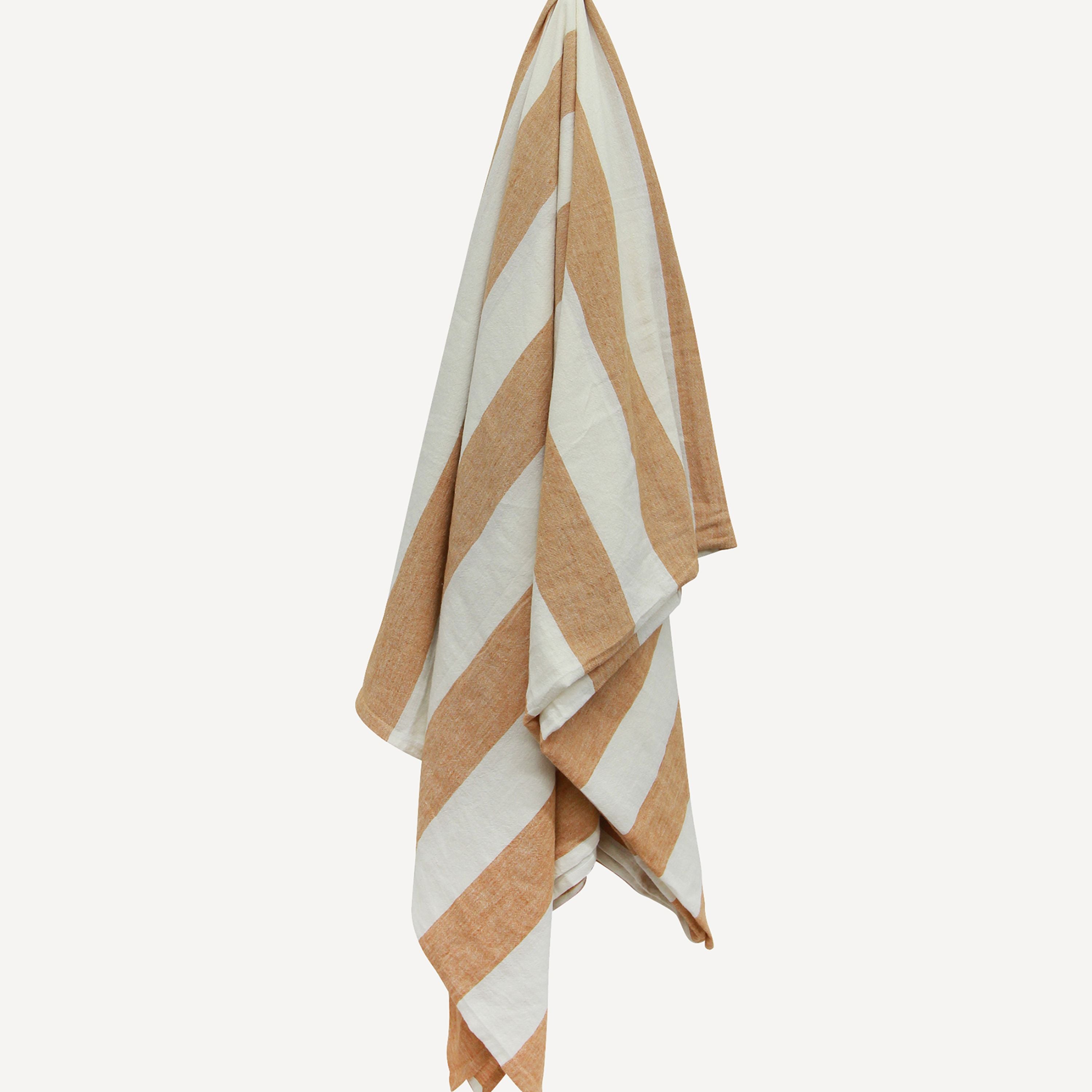 French Country Striped Tablecloth Rust Small
