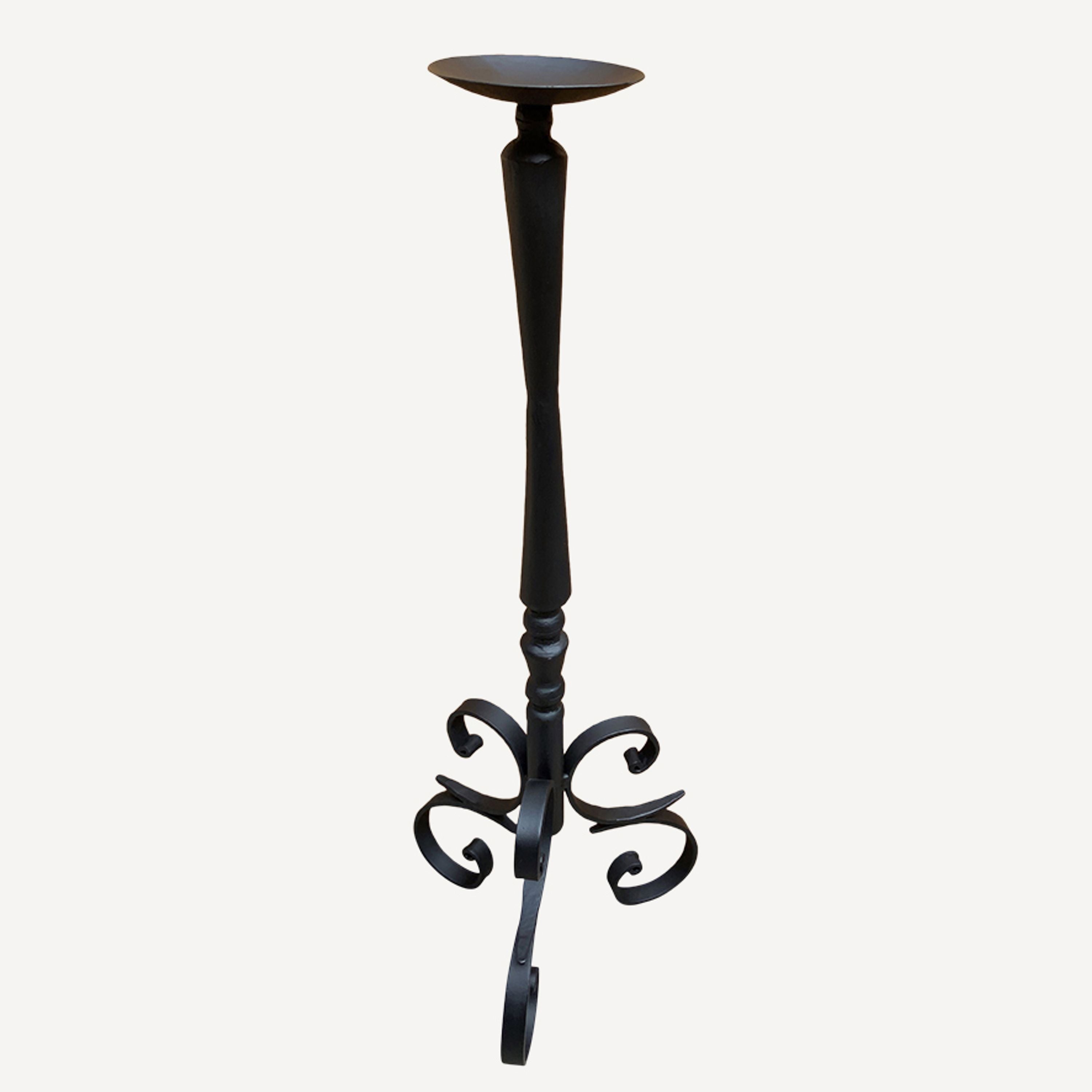 French Country Jacqueline Black Iron Candlestick Large