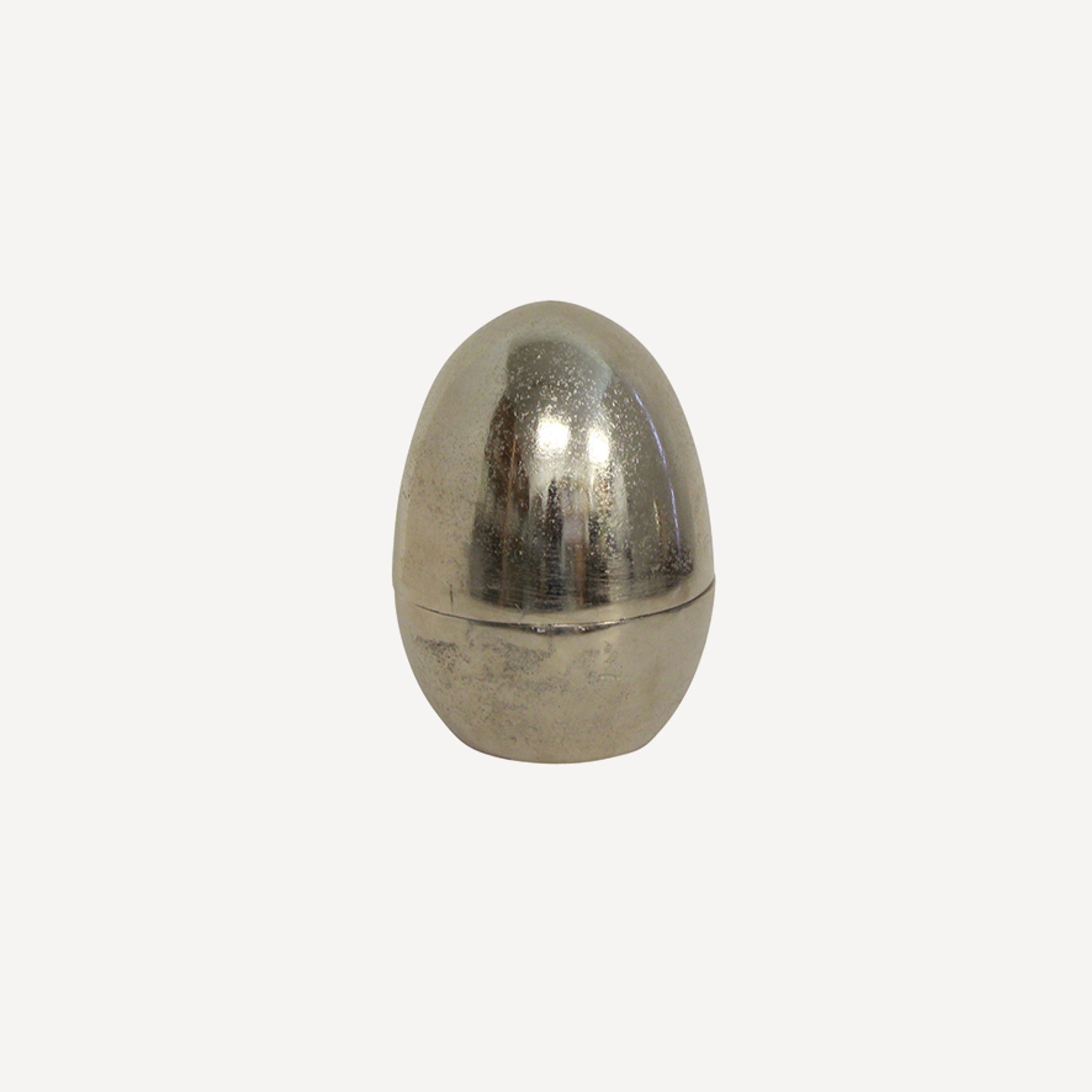 French Country Silver Egg Trinket Box Large