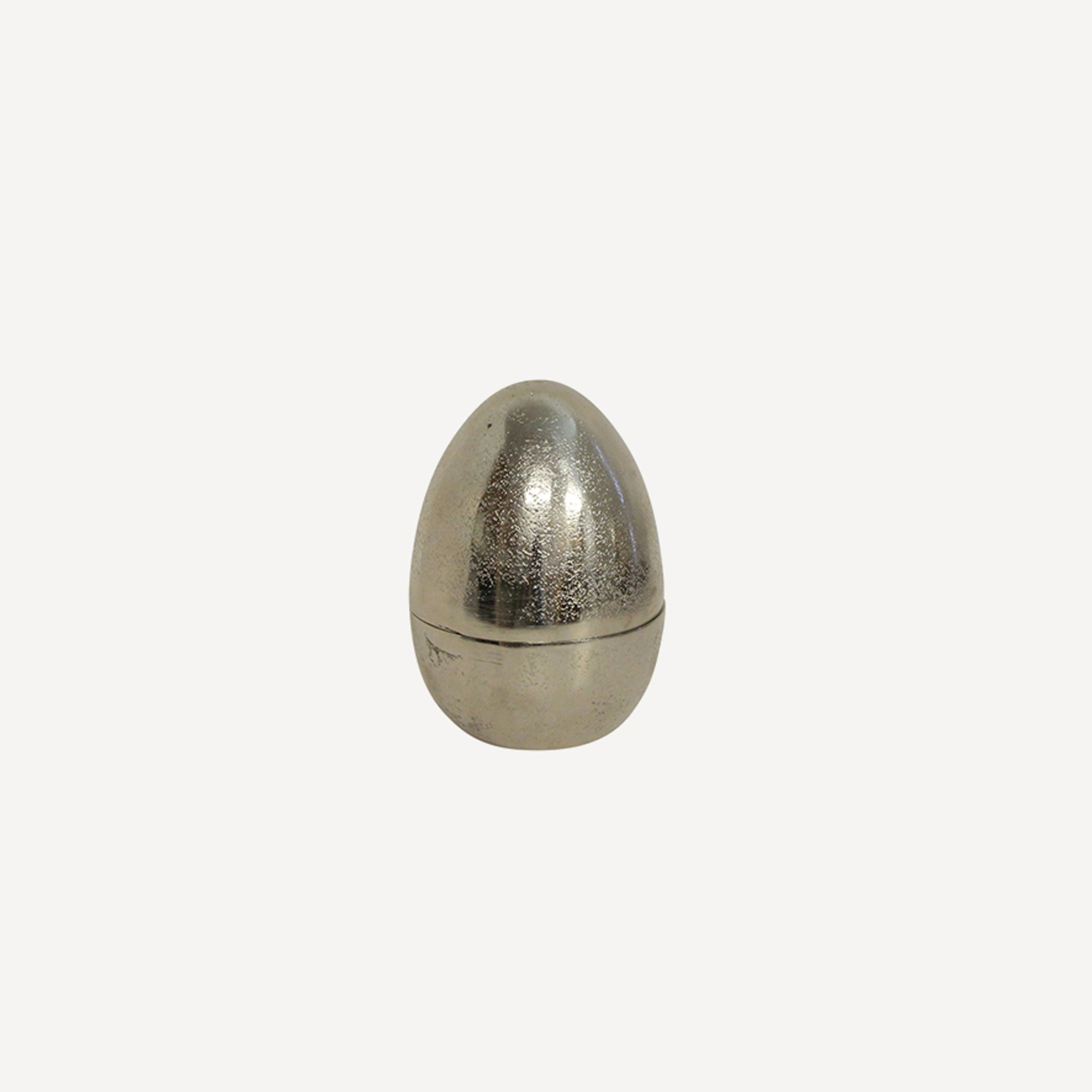 French Country Silver Egg Trinket Box Small
