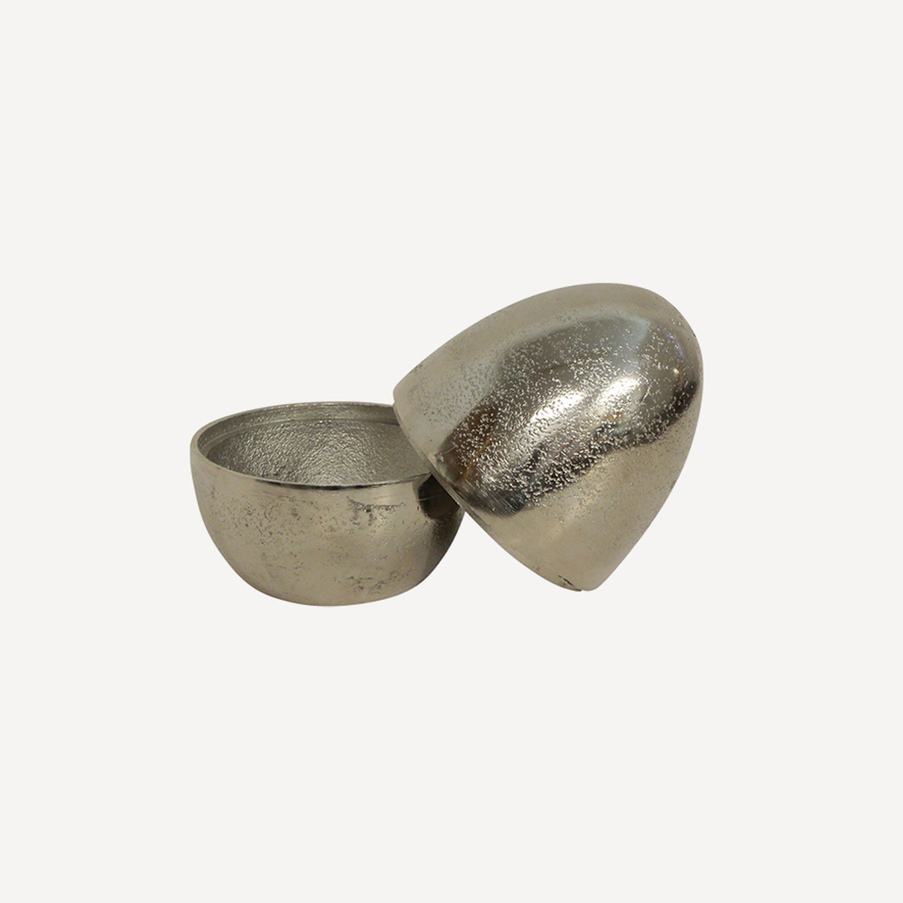 French Country Silver Egg Trinket Box Small