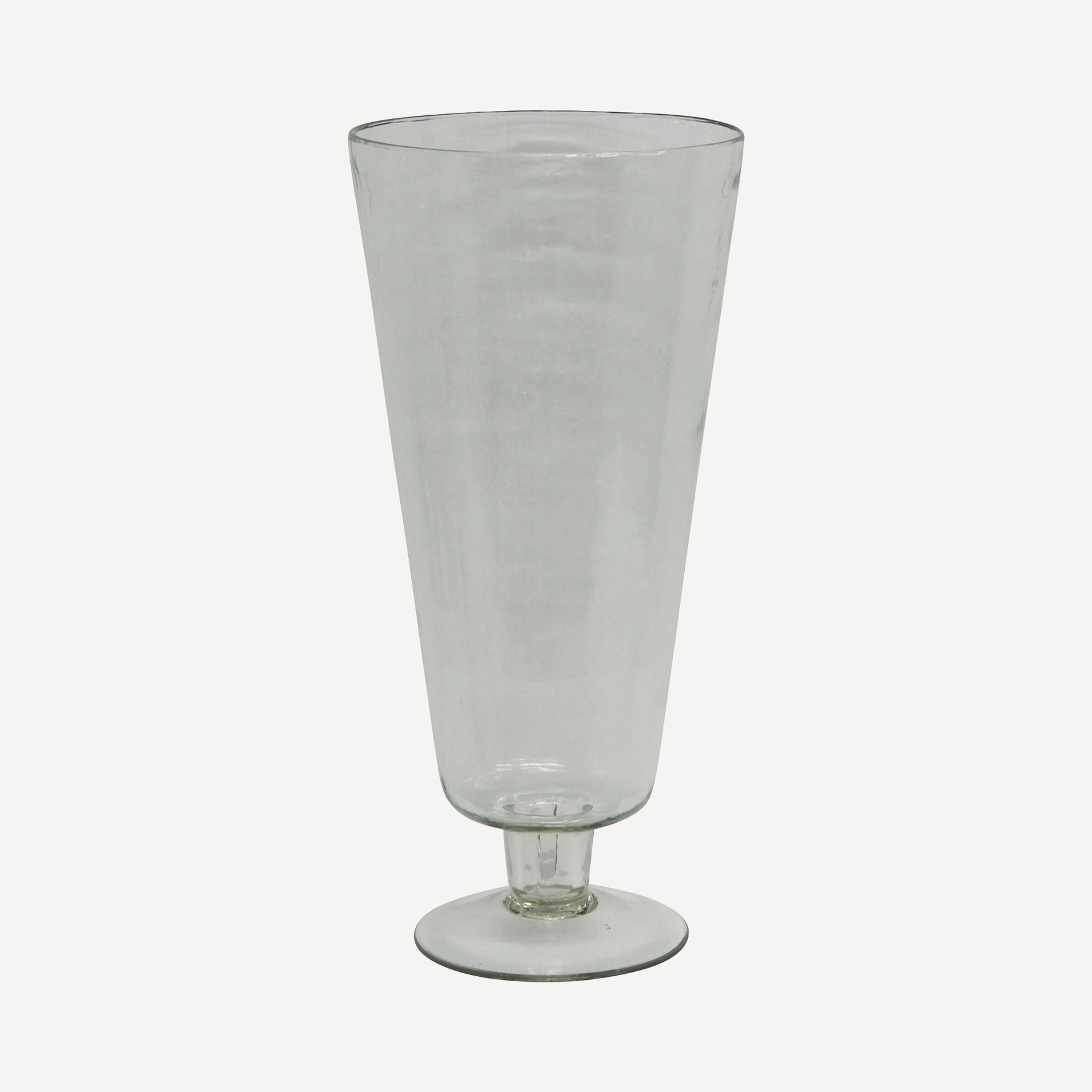 French Country Dappled Clear Urn Vase on Stand