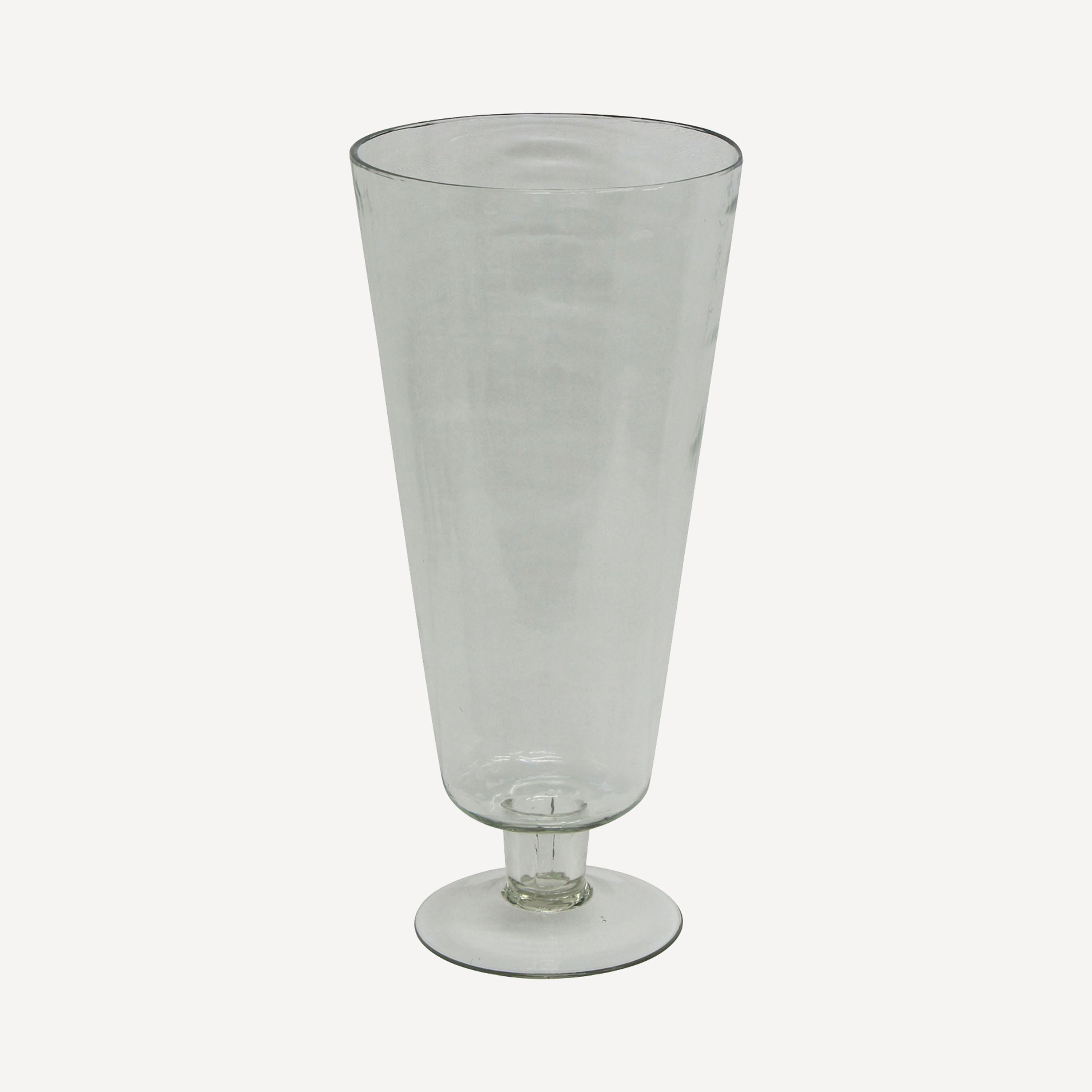 French Country Dappled Clear Urn Vase on Stand