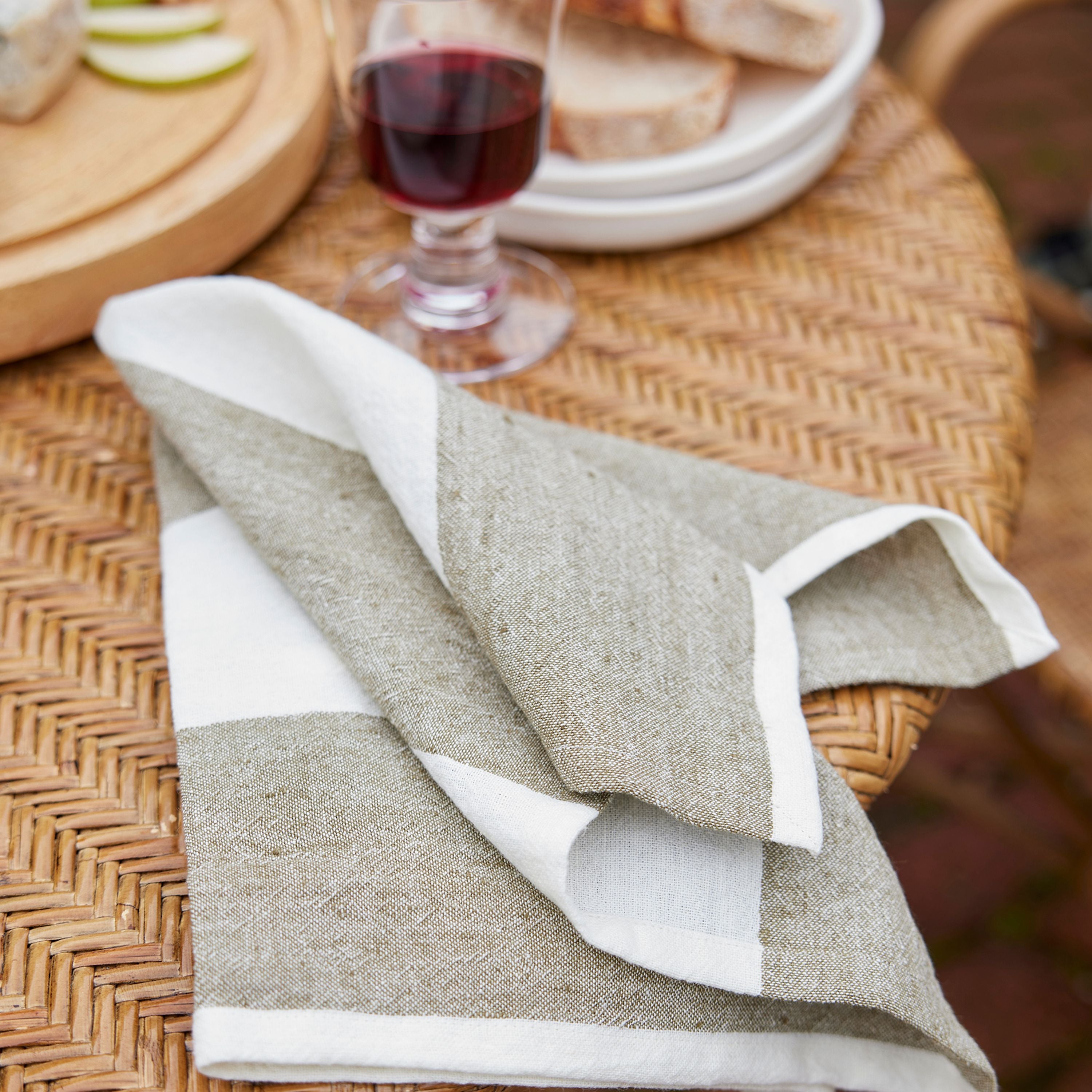 French Country Stripe Napkin Olive