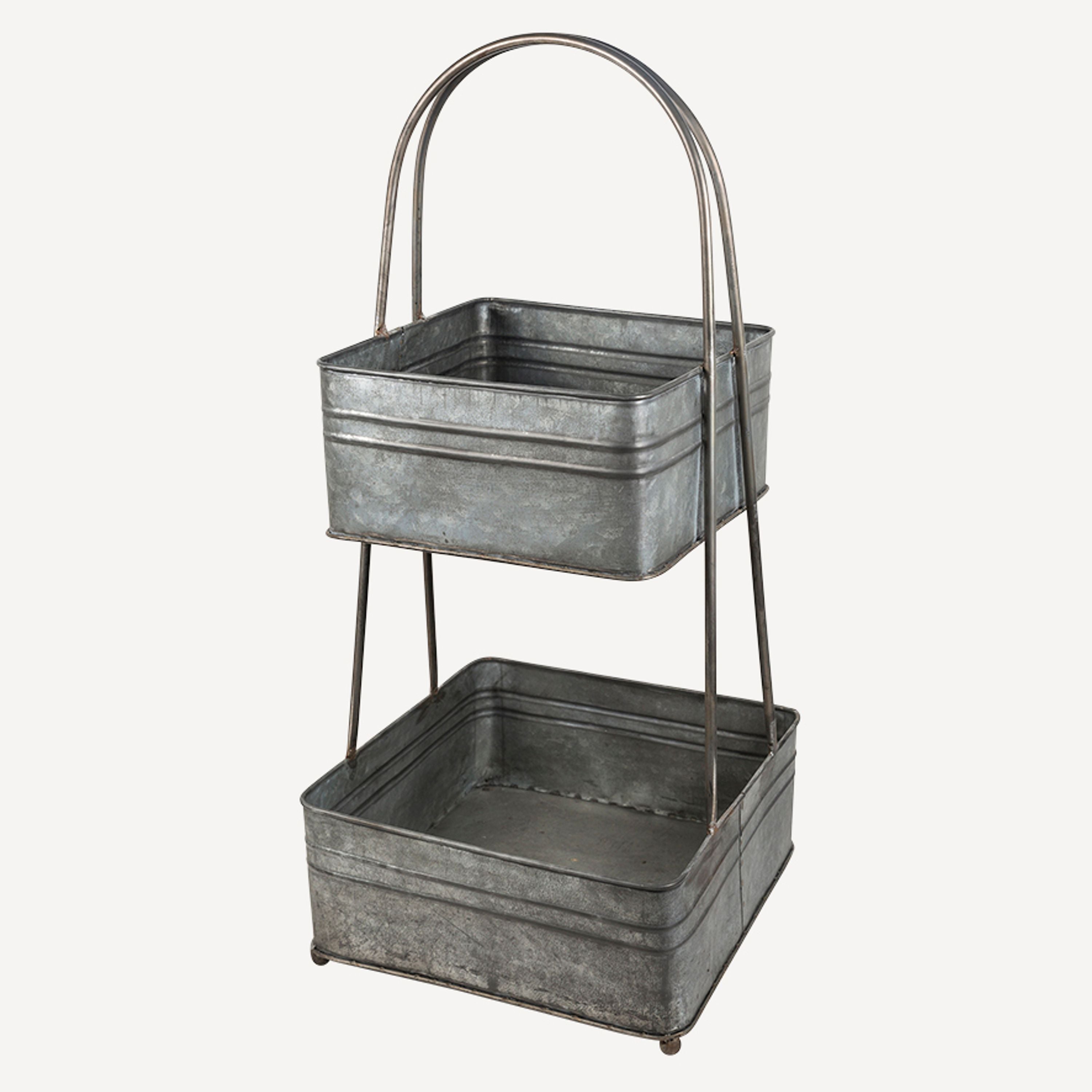 French Country 2 Tier Square Metal Basket