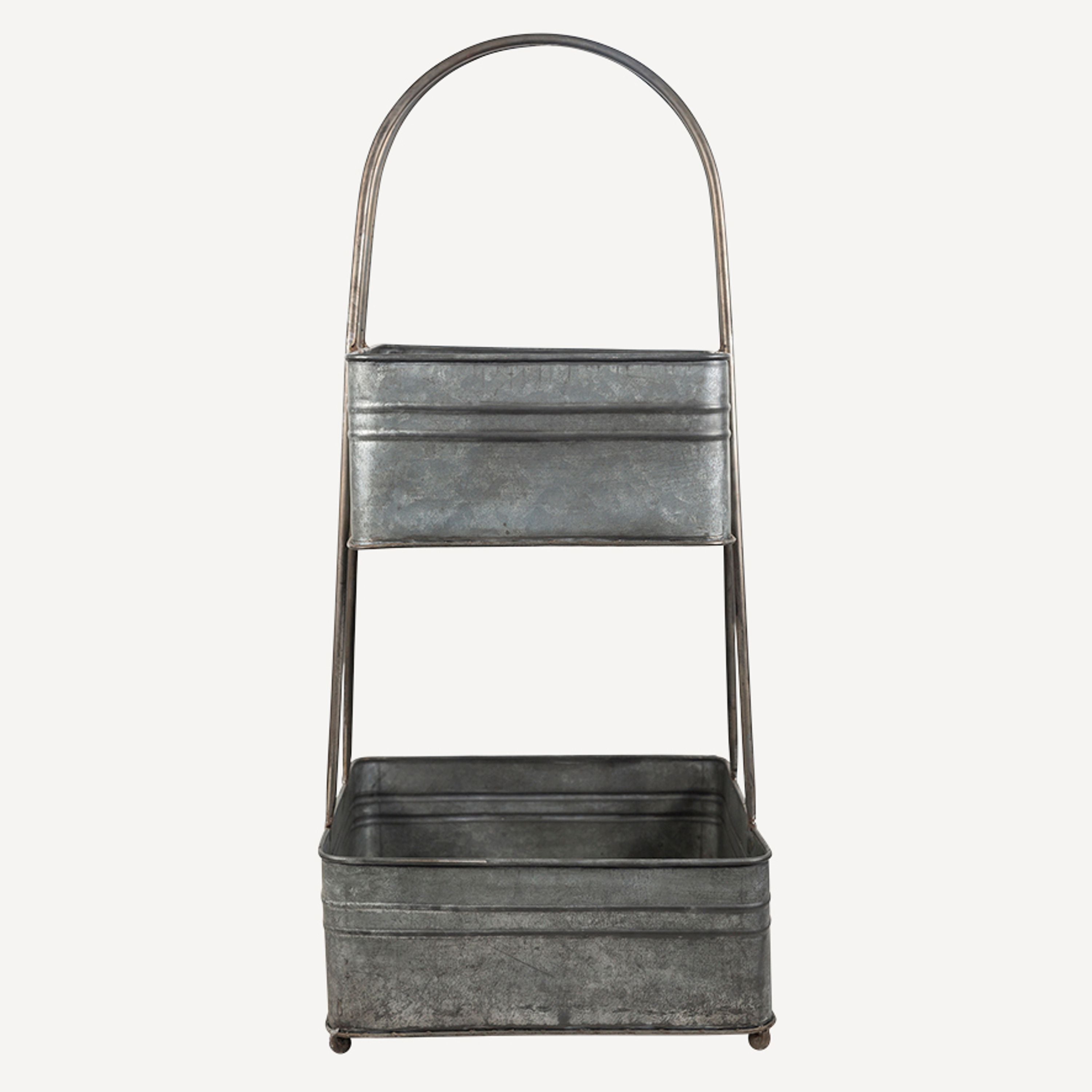 French Country 2 Tier Square Metal Basket