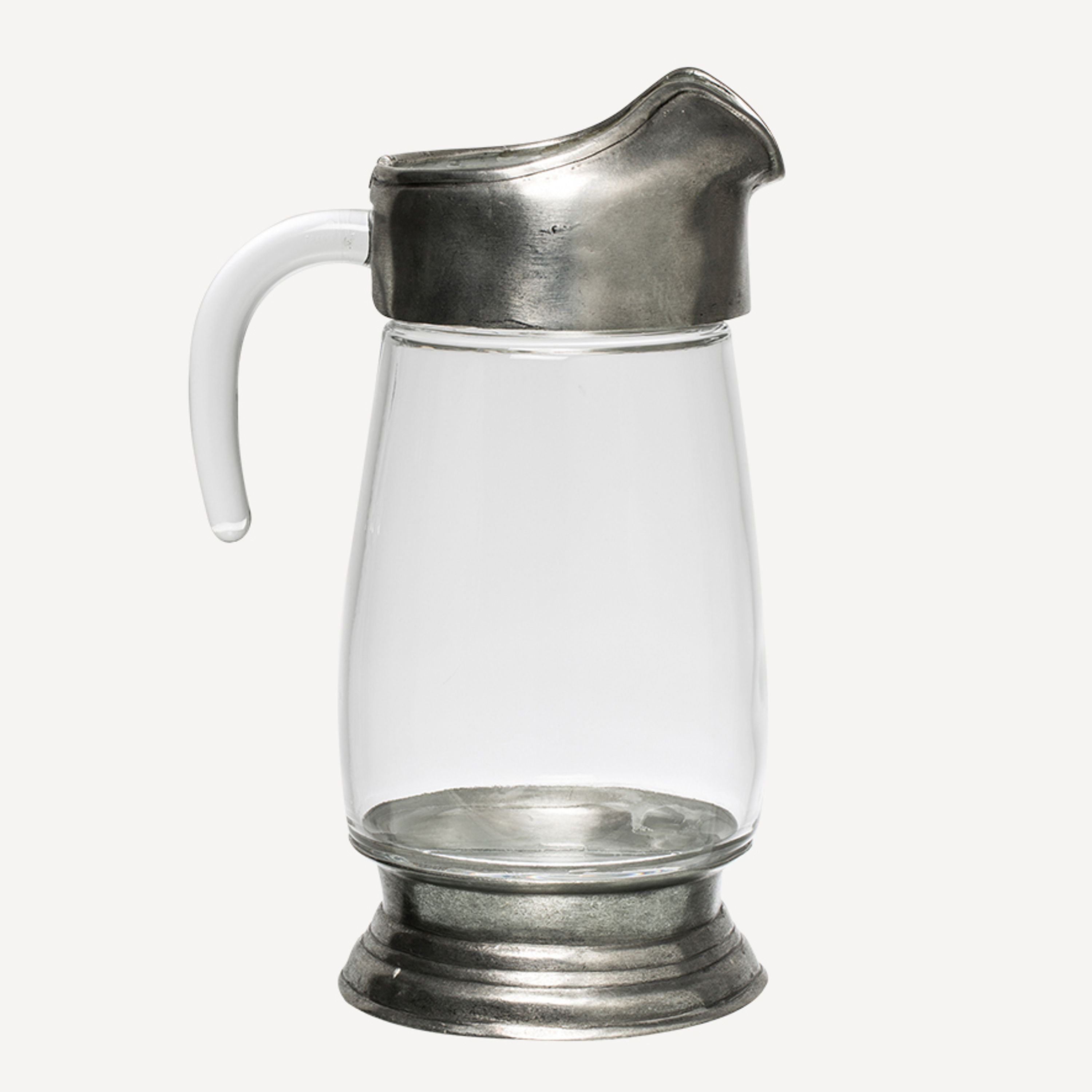 French Country Glass and Pewter Large Jug