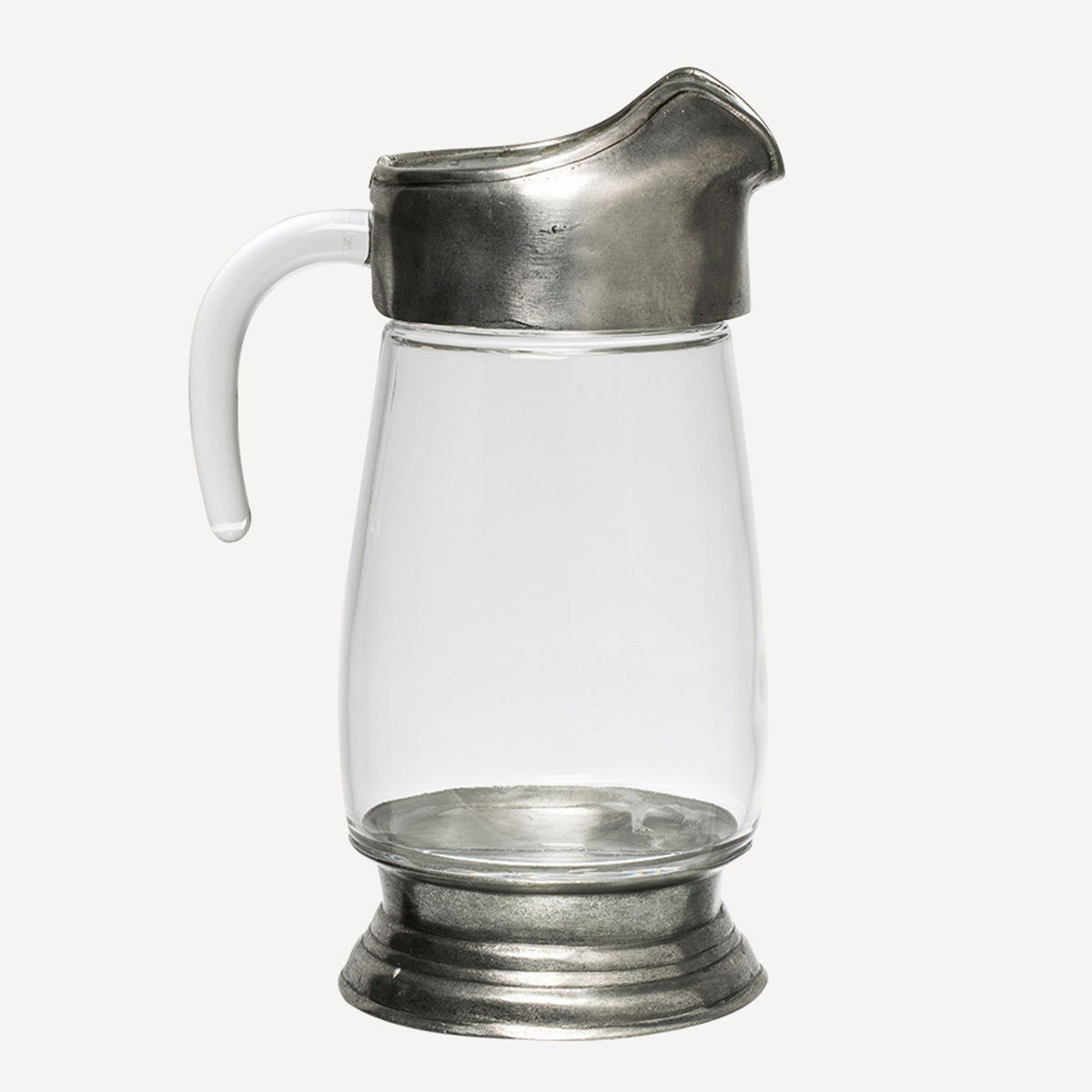 French Country Glass and Pewter Large Jug