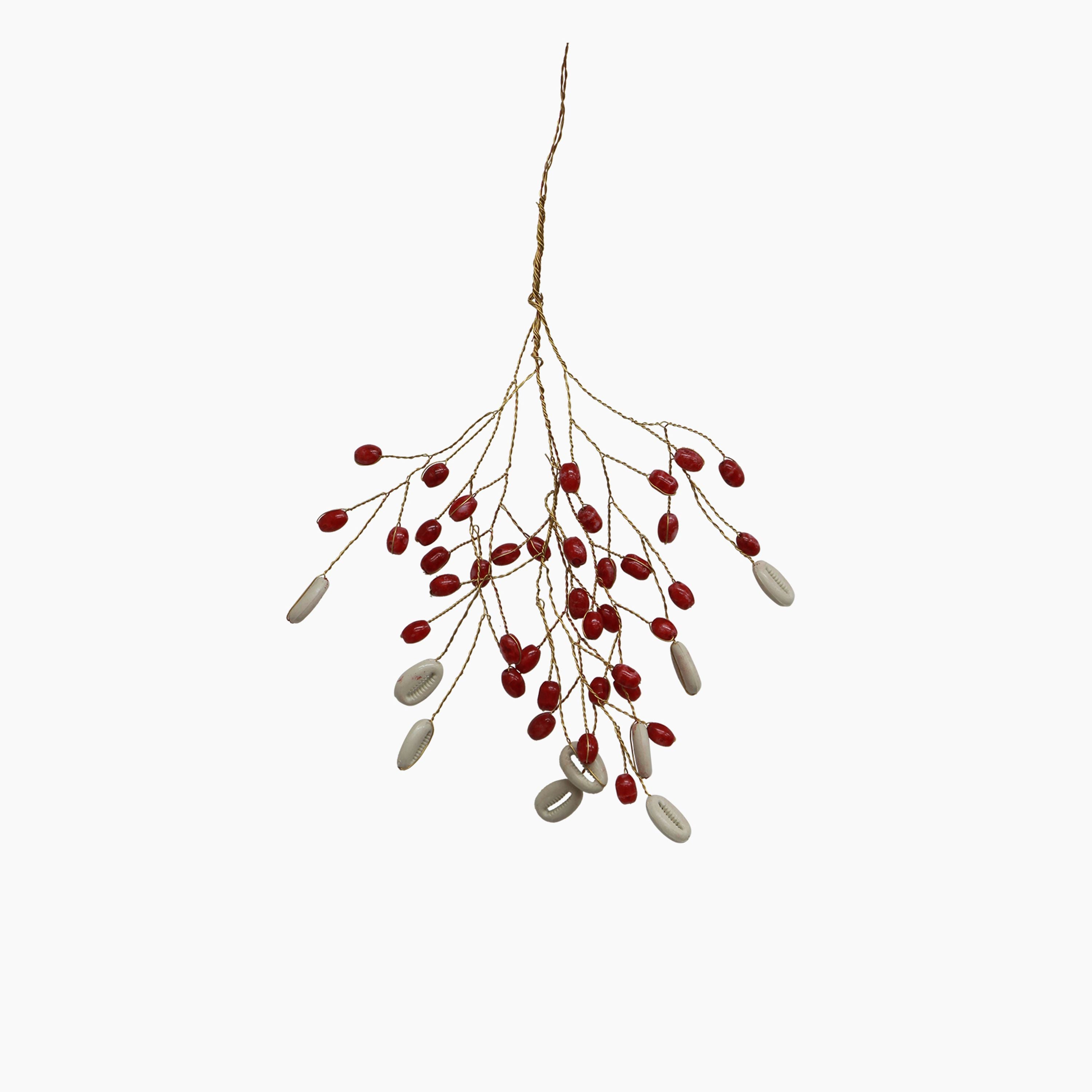 French Country Beaded Bunch Ornament Red