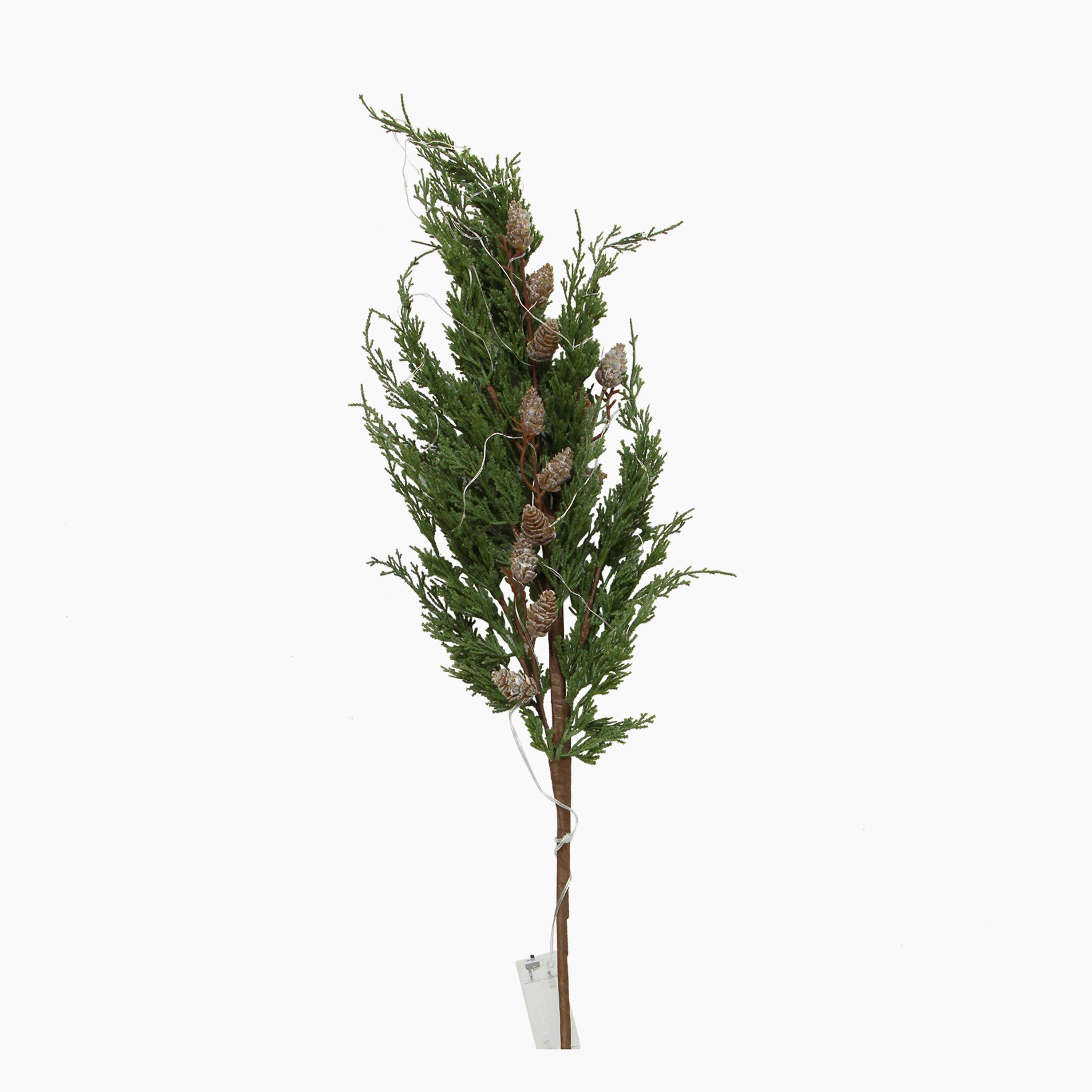French Country Cedar & Pinecone Branch with Lights 100cm