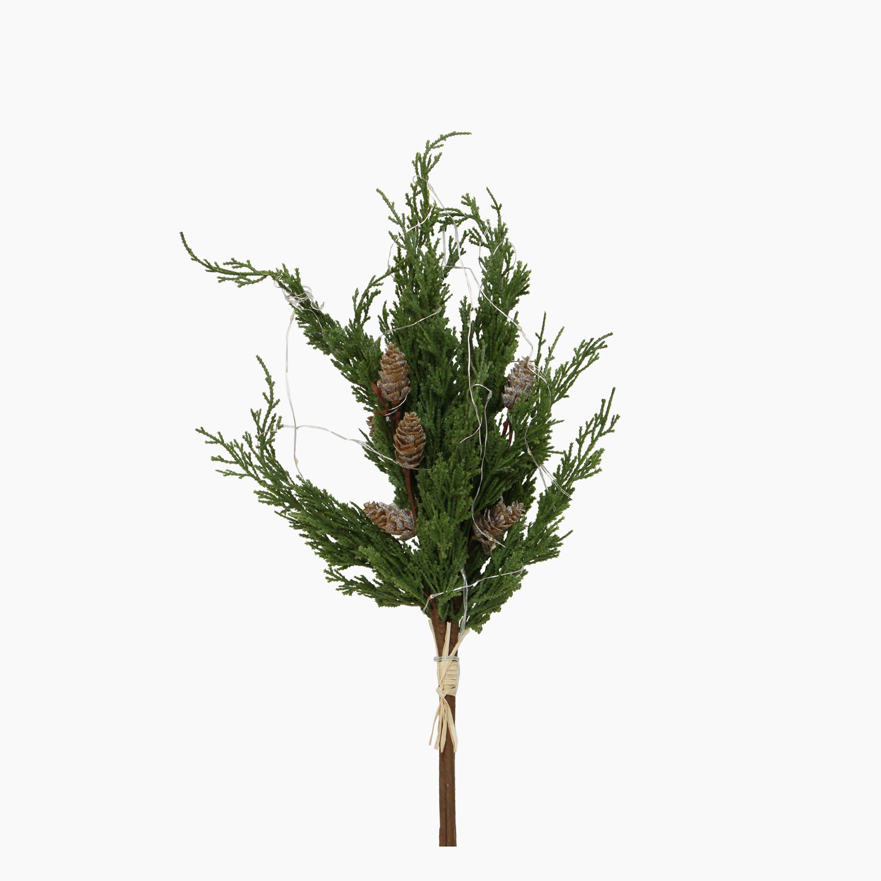 French Country Cedar & Pinecone Branch with Lights 55cm