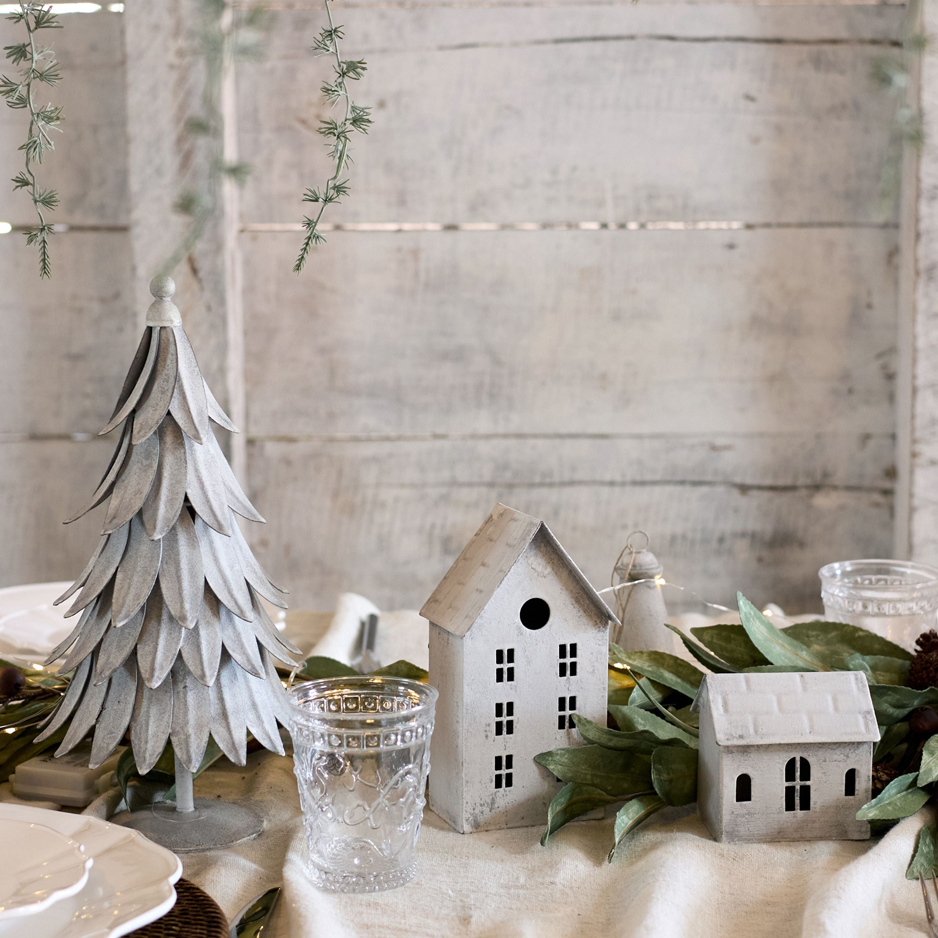 French Country Tea Light House Zinc Tall