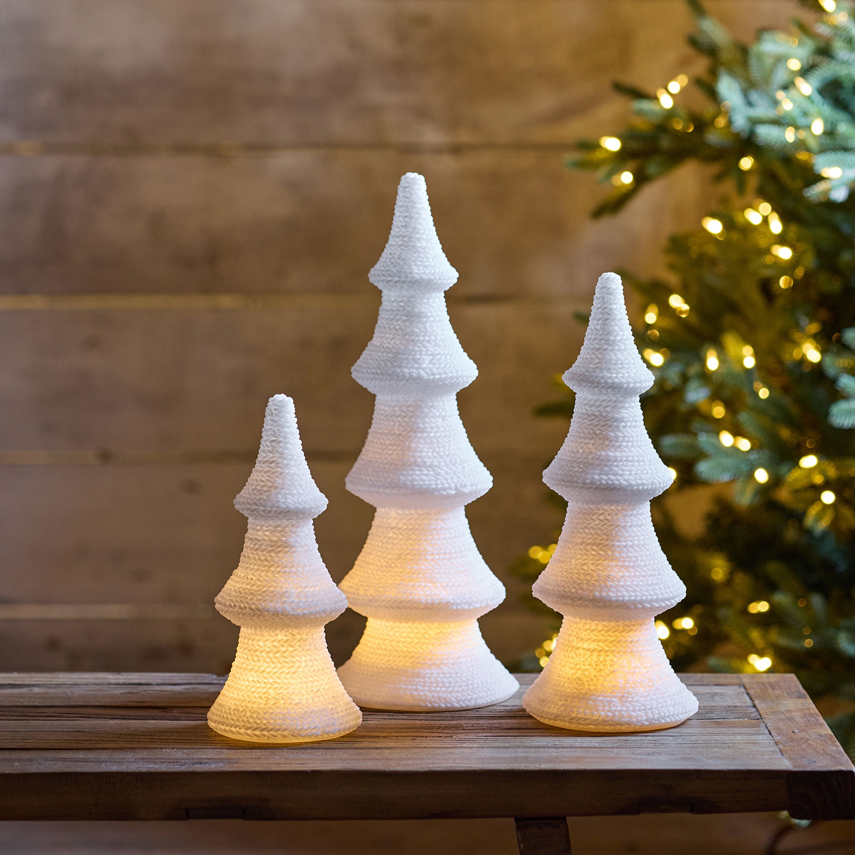 French Country Woven Cone Tree Light Up Medium